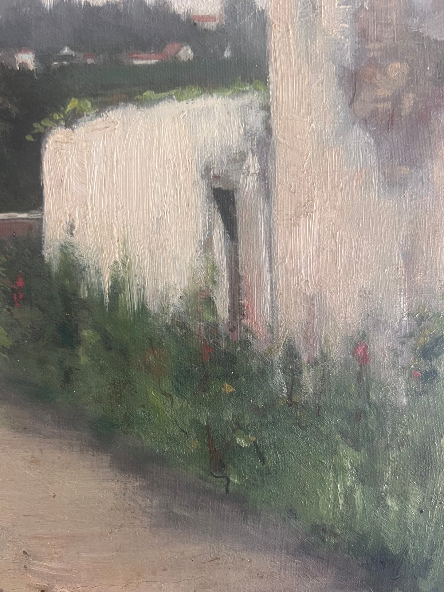 French 19th Century oil on canvas painting of a Provence village