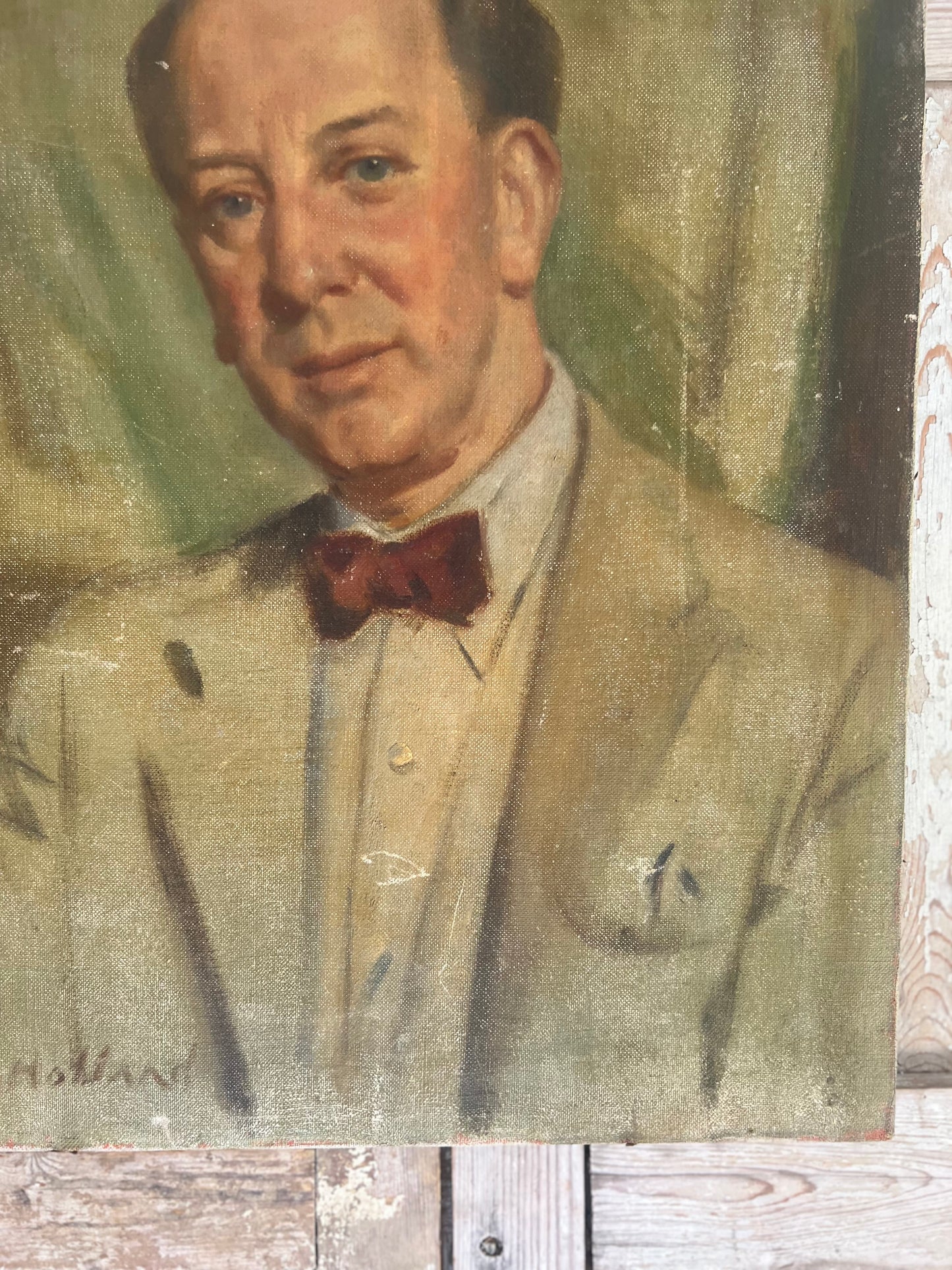 Large English Male Portrait oil on canvas painting