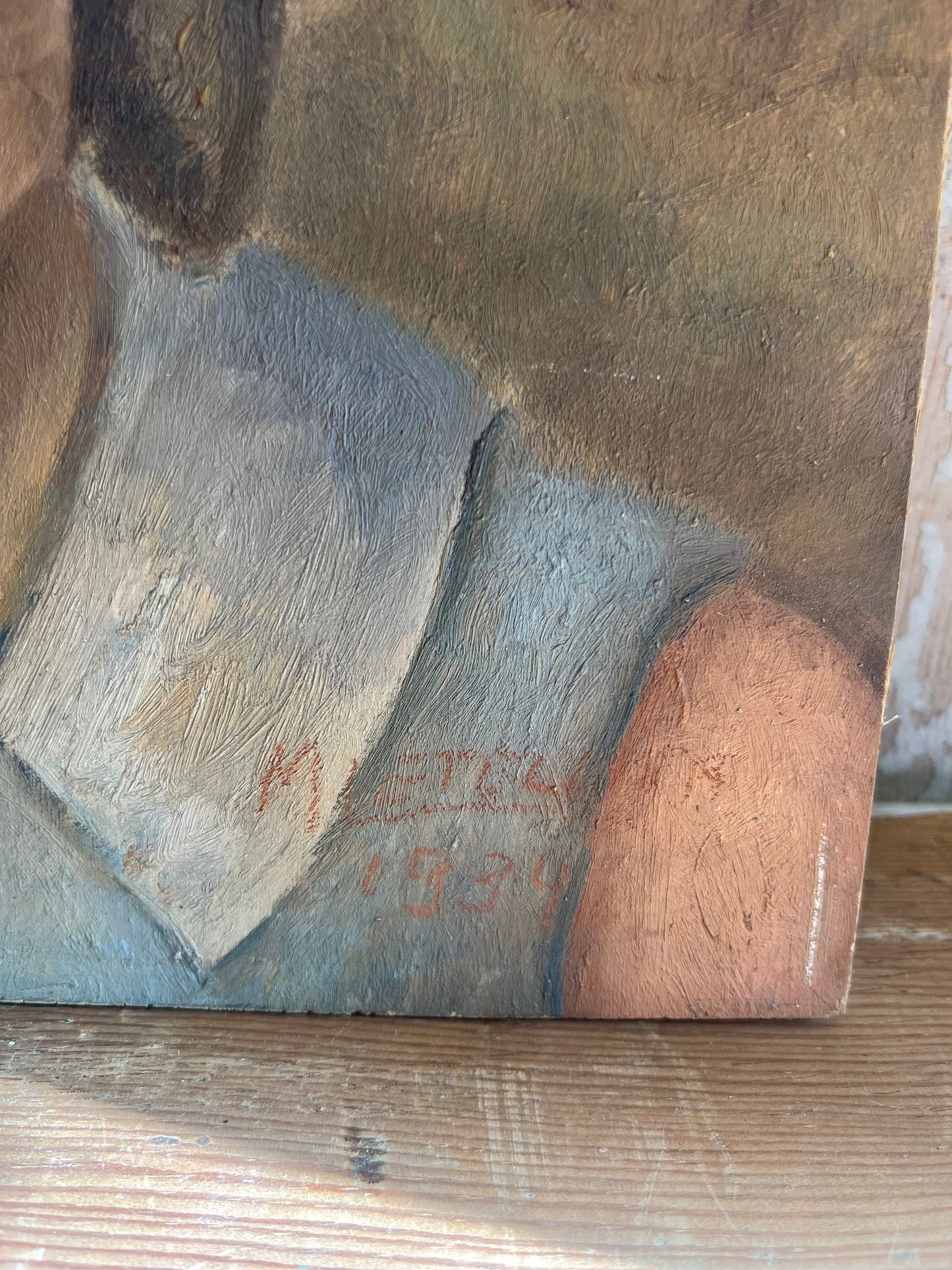 French Double Sided Portrait Oil Painting dated 1934