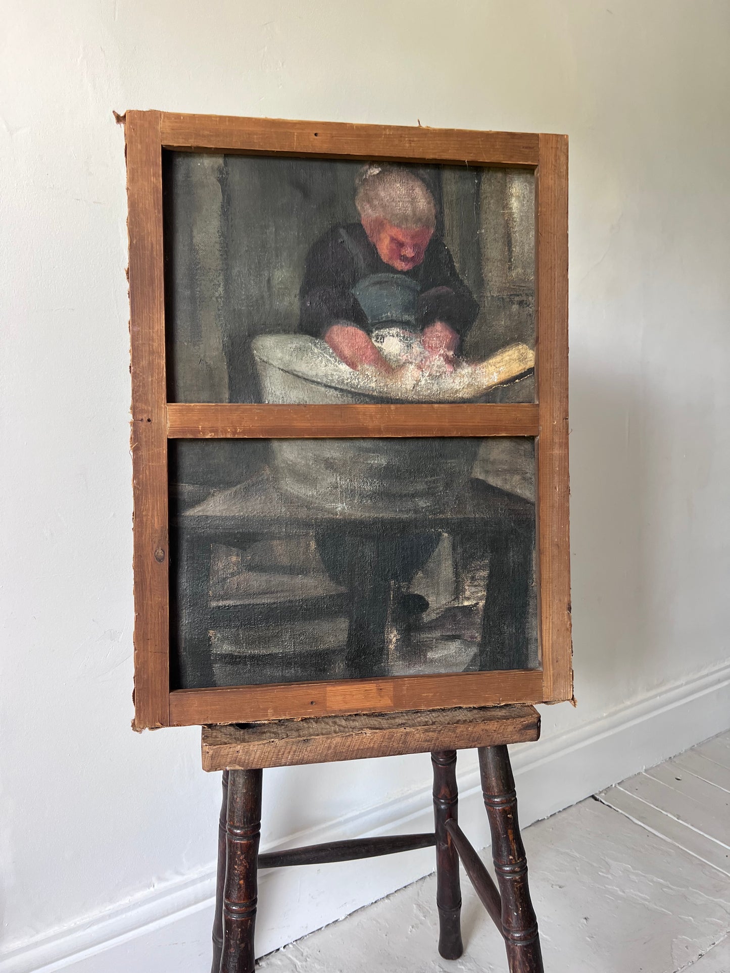 French 1920’s Large Oil on Canvas Painting