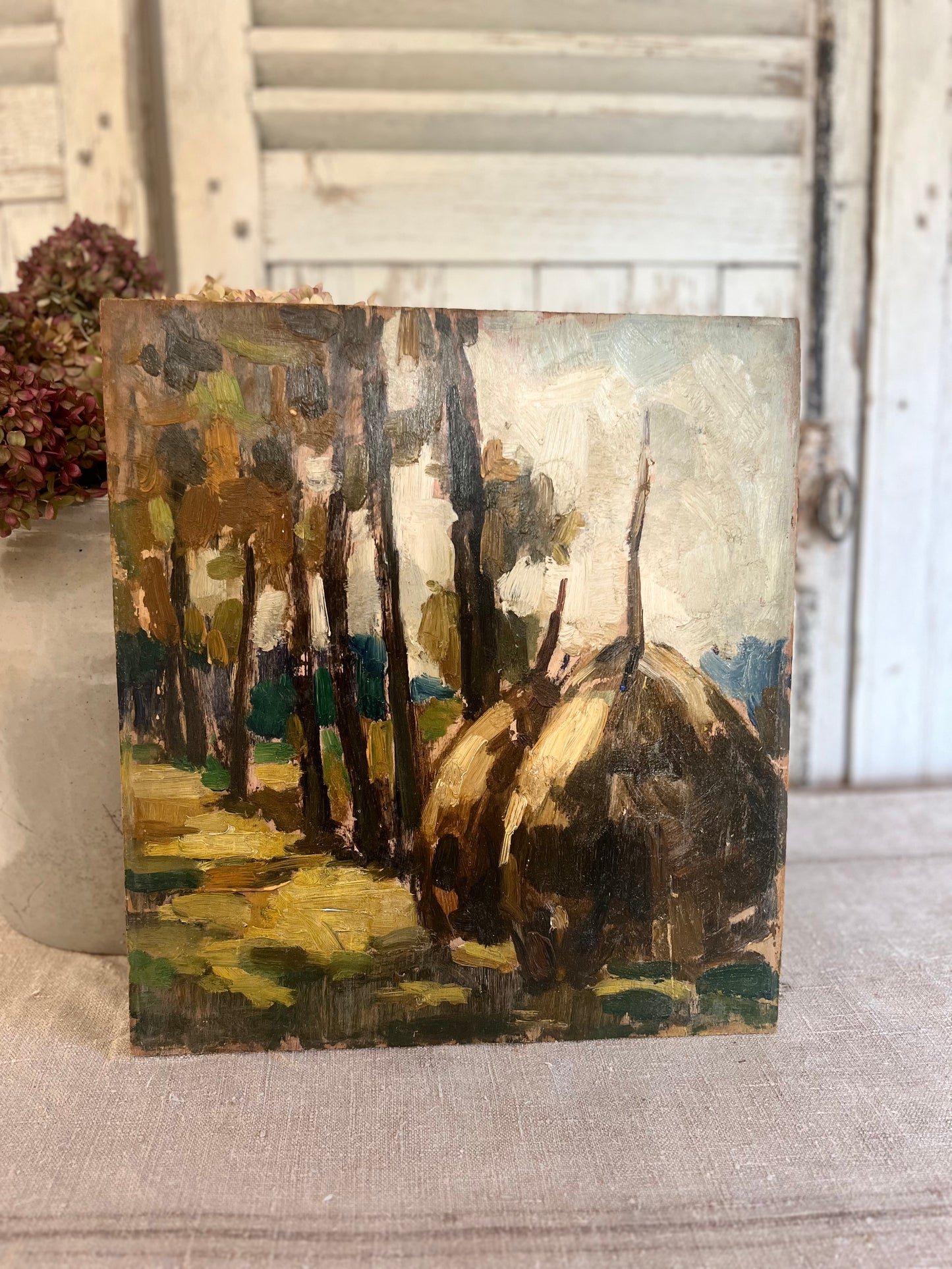 French Post Impressionist Oil Painting ‘Haystacks’