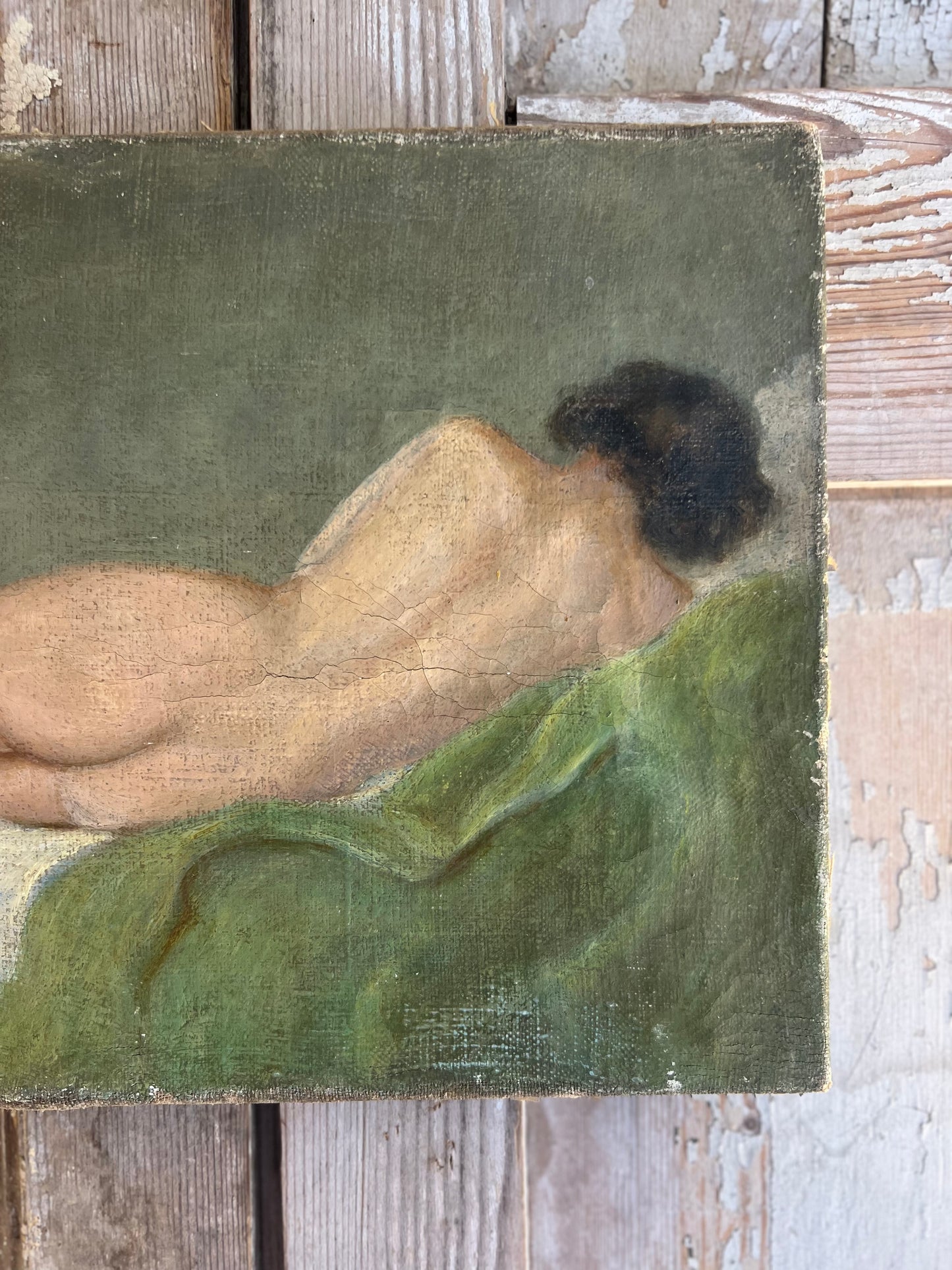 French 1920’s Female Nude Oil On Canvas Painting