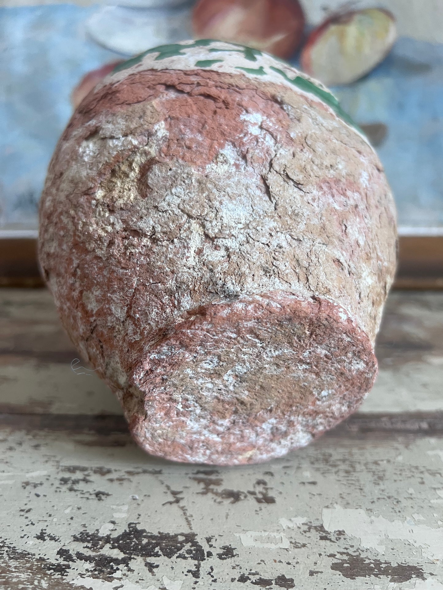 Rustic French 19th Century Green small confit pot