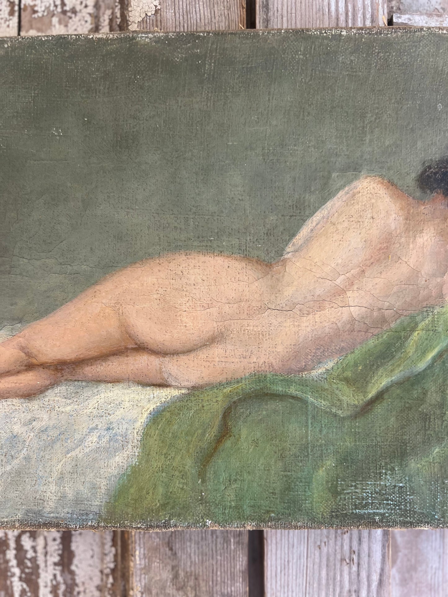 French 1920’s Female Nude Oil On Canvas Painting