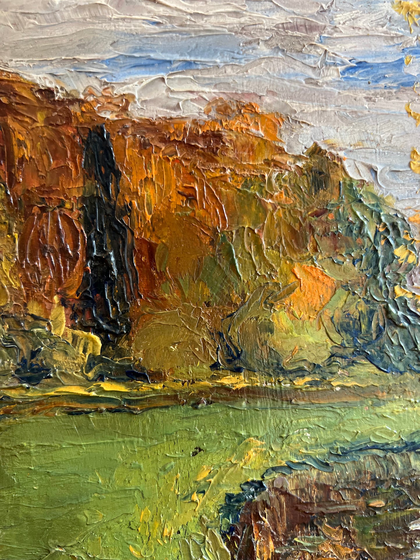 Thick Impasto French Landscape Oil Painting