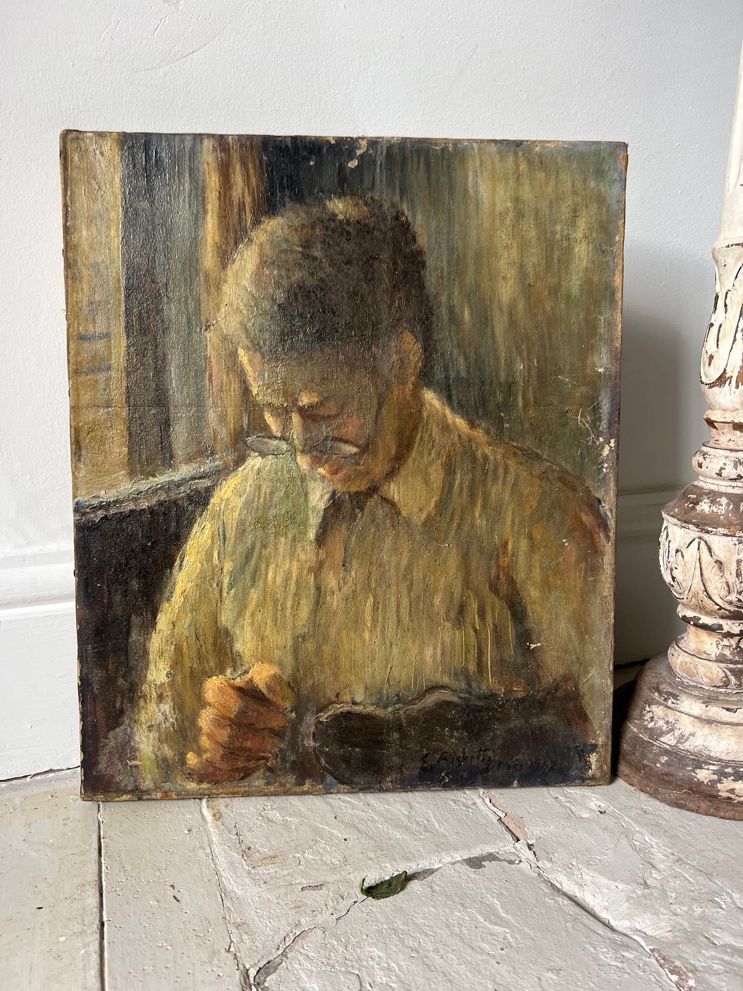 Portrait Oil on Canvas Painting by Edouard Righetti
