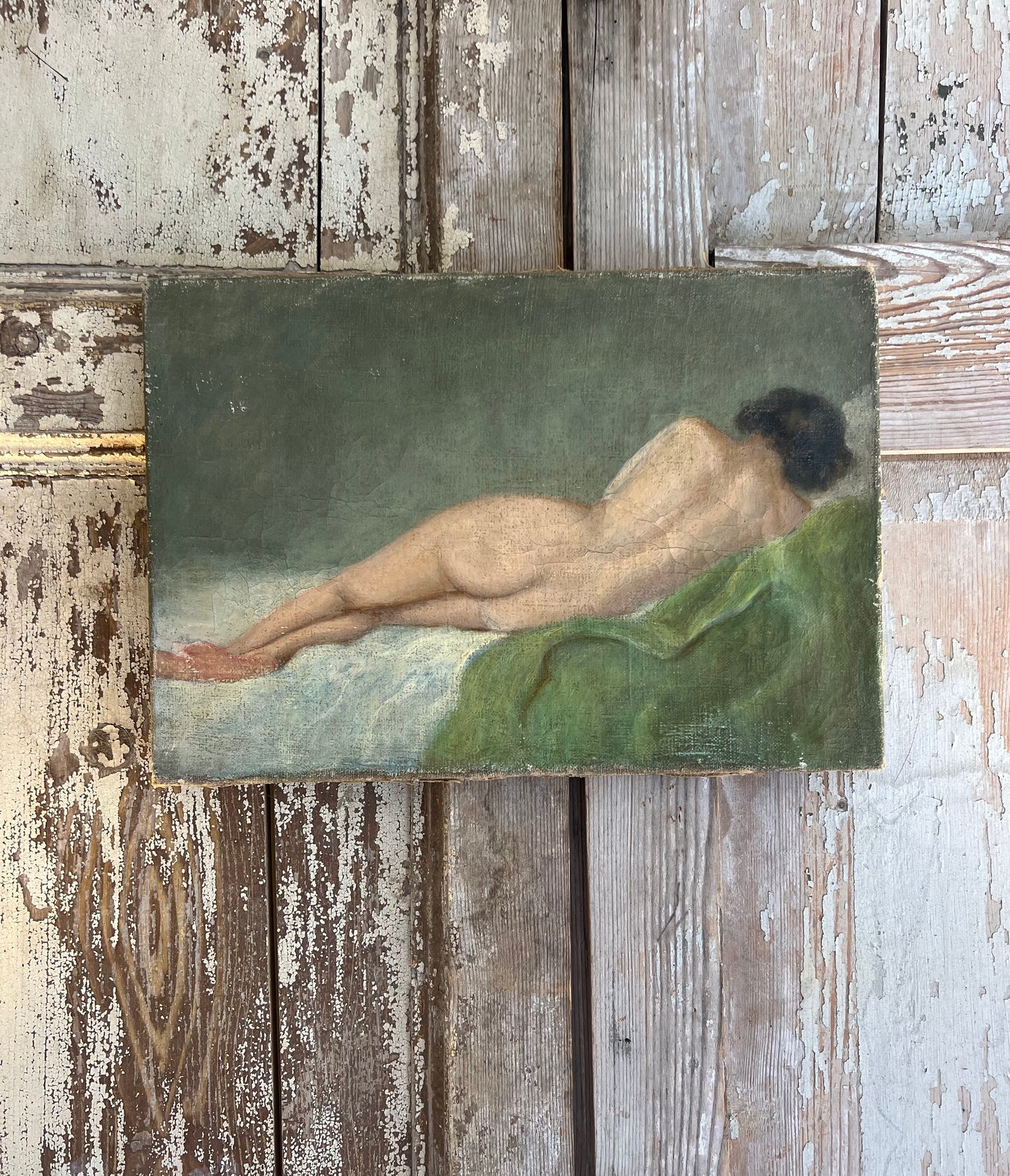 French 1920’s Female Nude Oil On Canvas Painting
