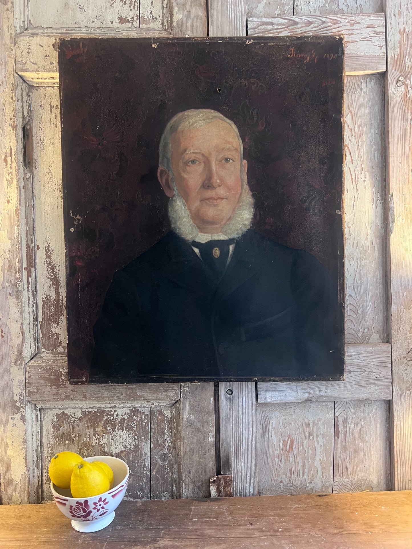 Large 19th Century Male Portrait oil on canvas painting