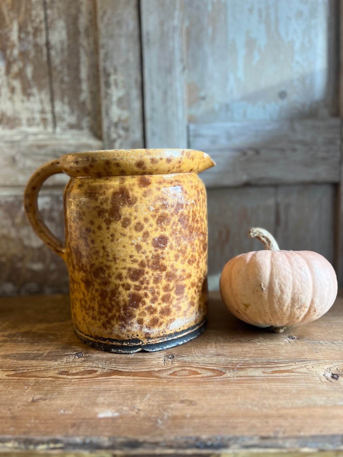 Large French Speckle Glazed Water Jug 19th Century