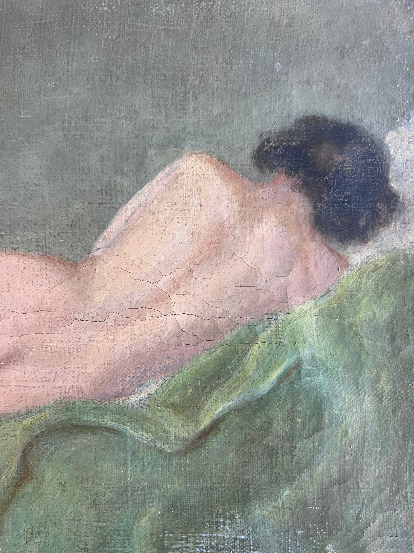 French 1920’s Female Nude Oil On Canvas Painting