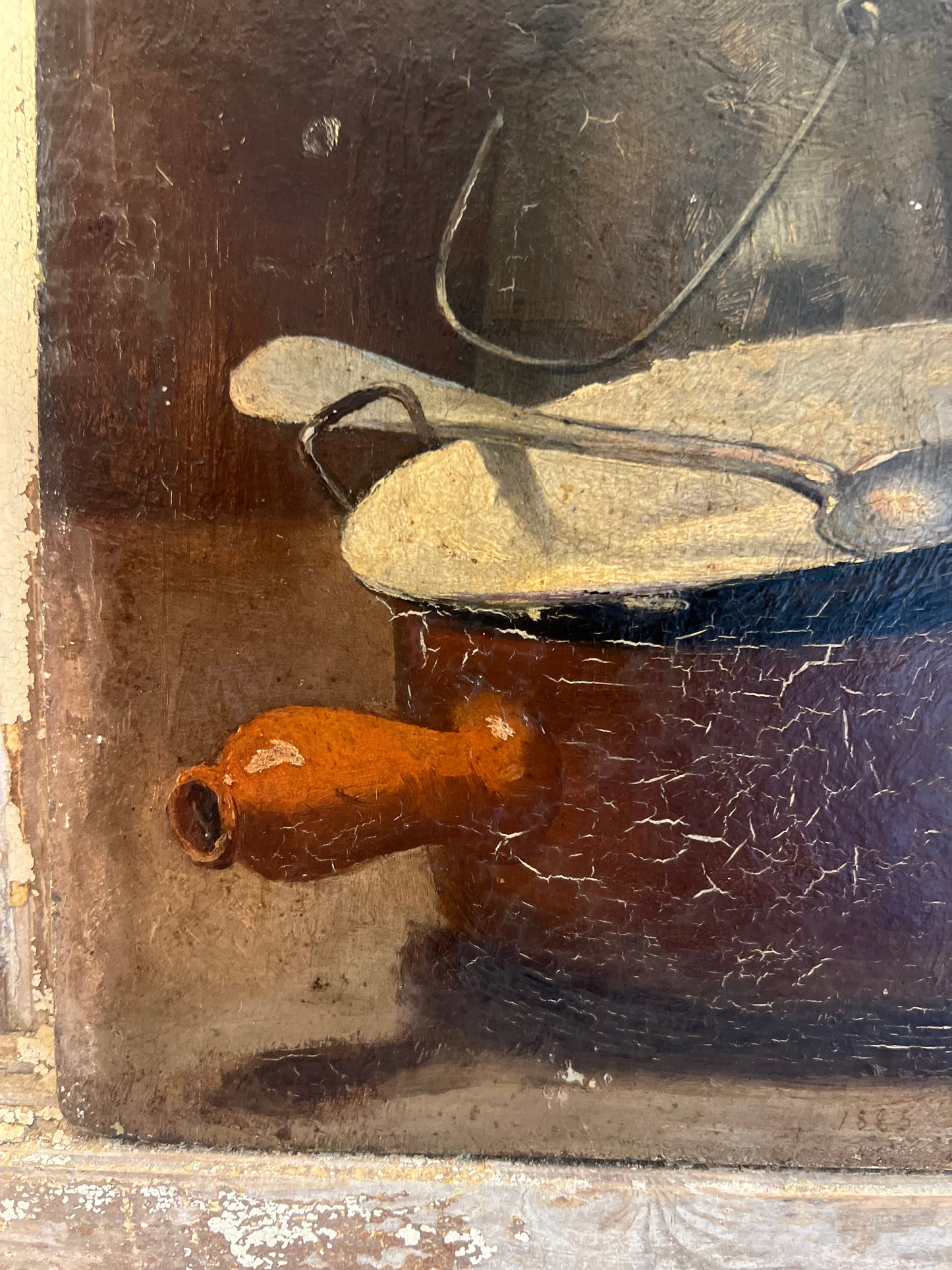 Rustic French 19th Century Still Life Painting by E Pagnoix dated 1885