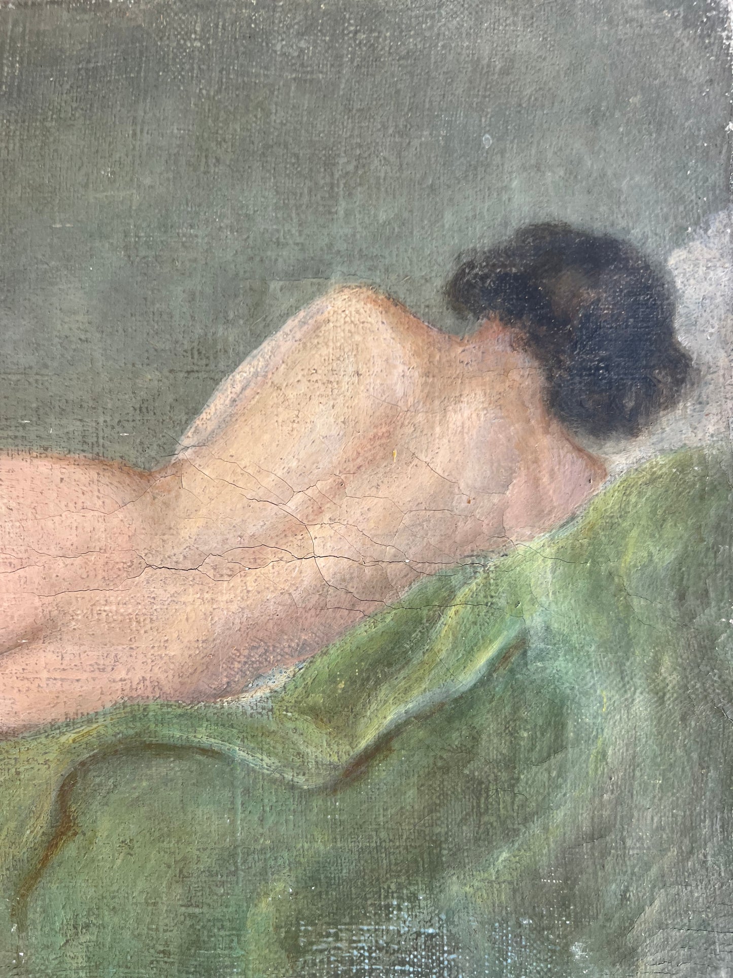 French 1920’s Female Nude Oil On Canvas Painting