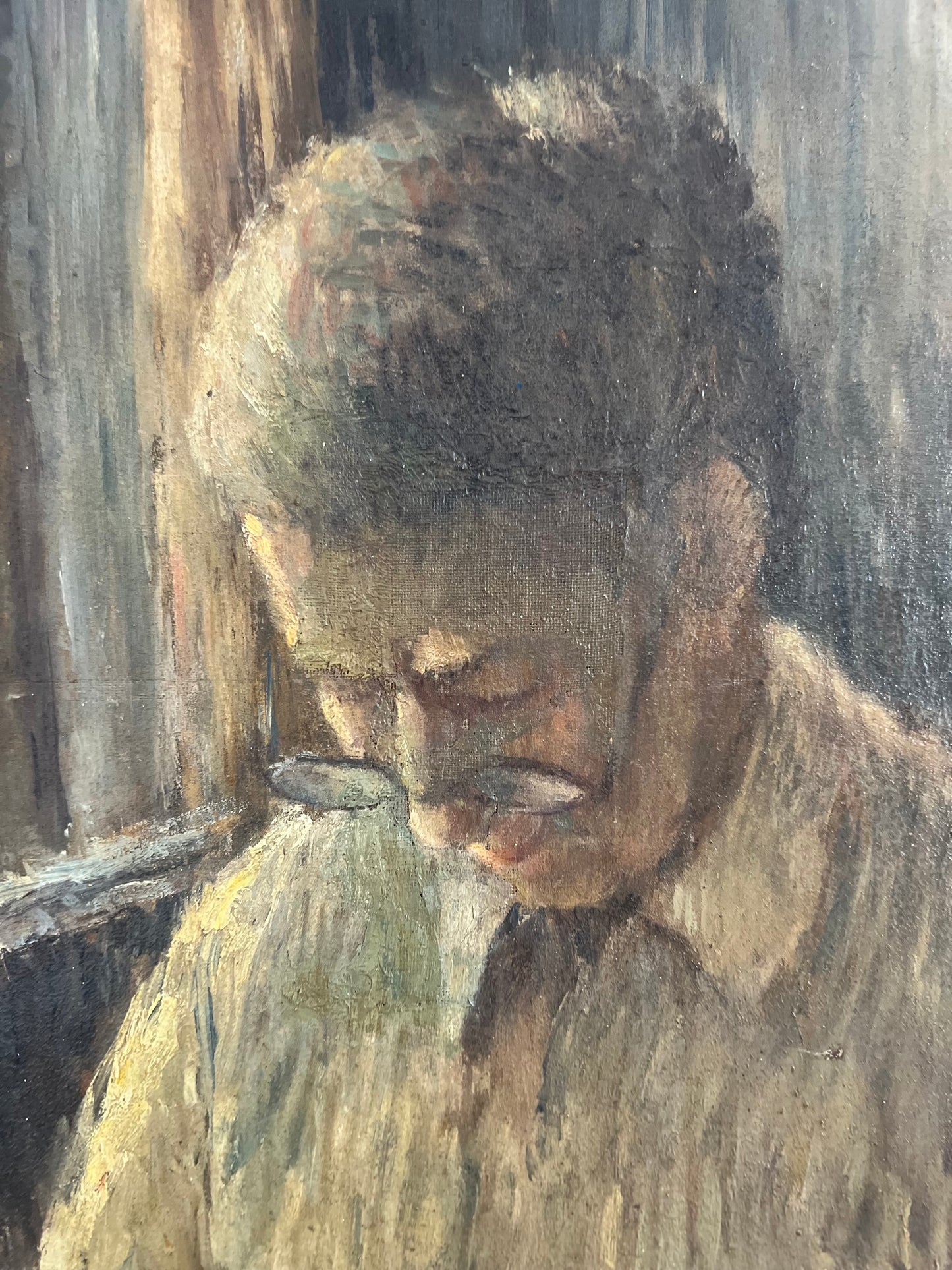 Portrait Oil on Canvas Painting by Edouard Righetti