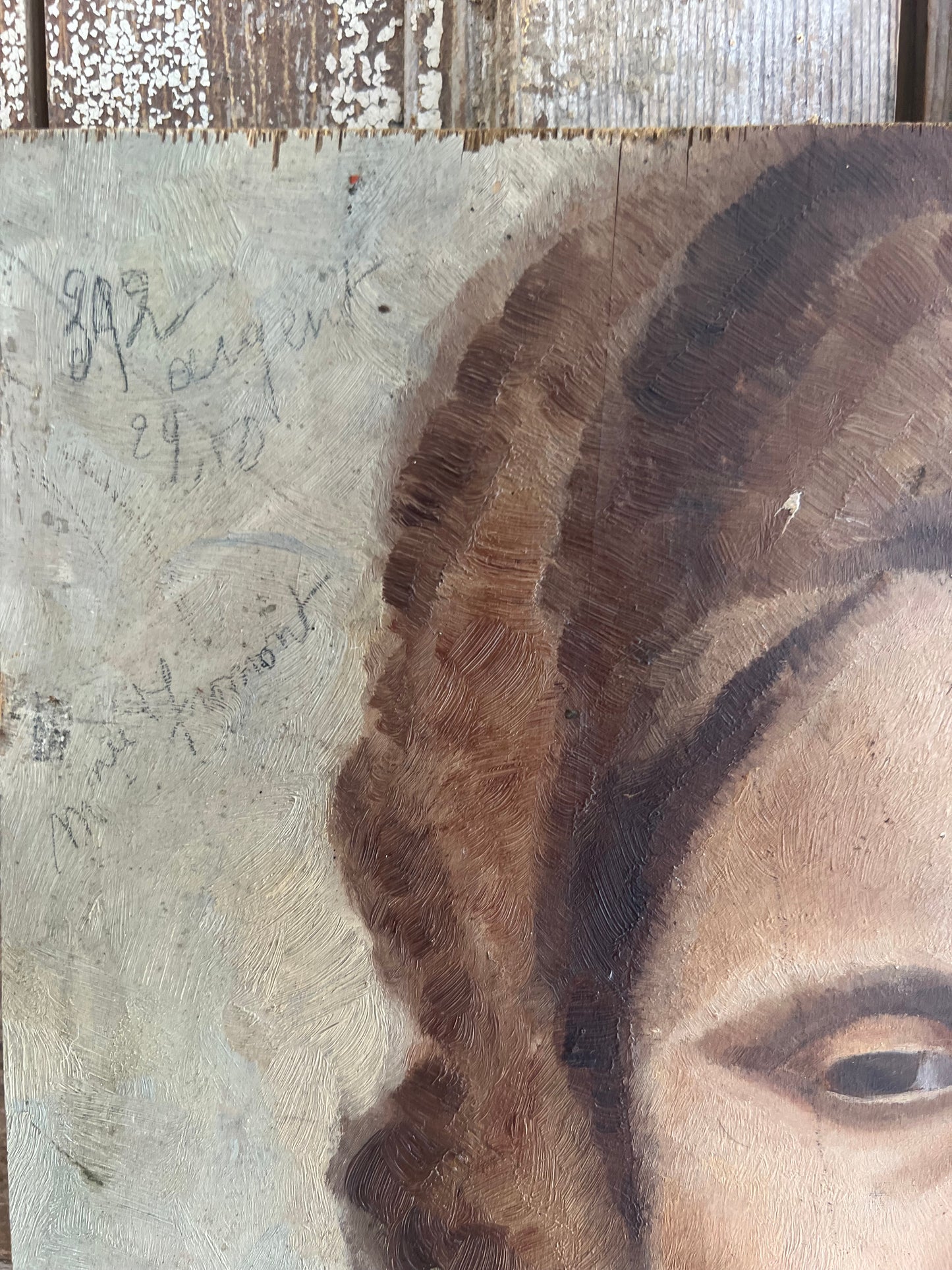 French Double Sided Portrait Oil Painting dated 1934