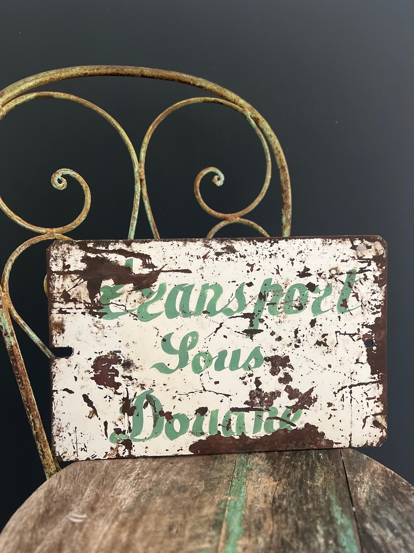 French Metal Train ‘Transport Customs’ Sign