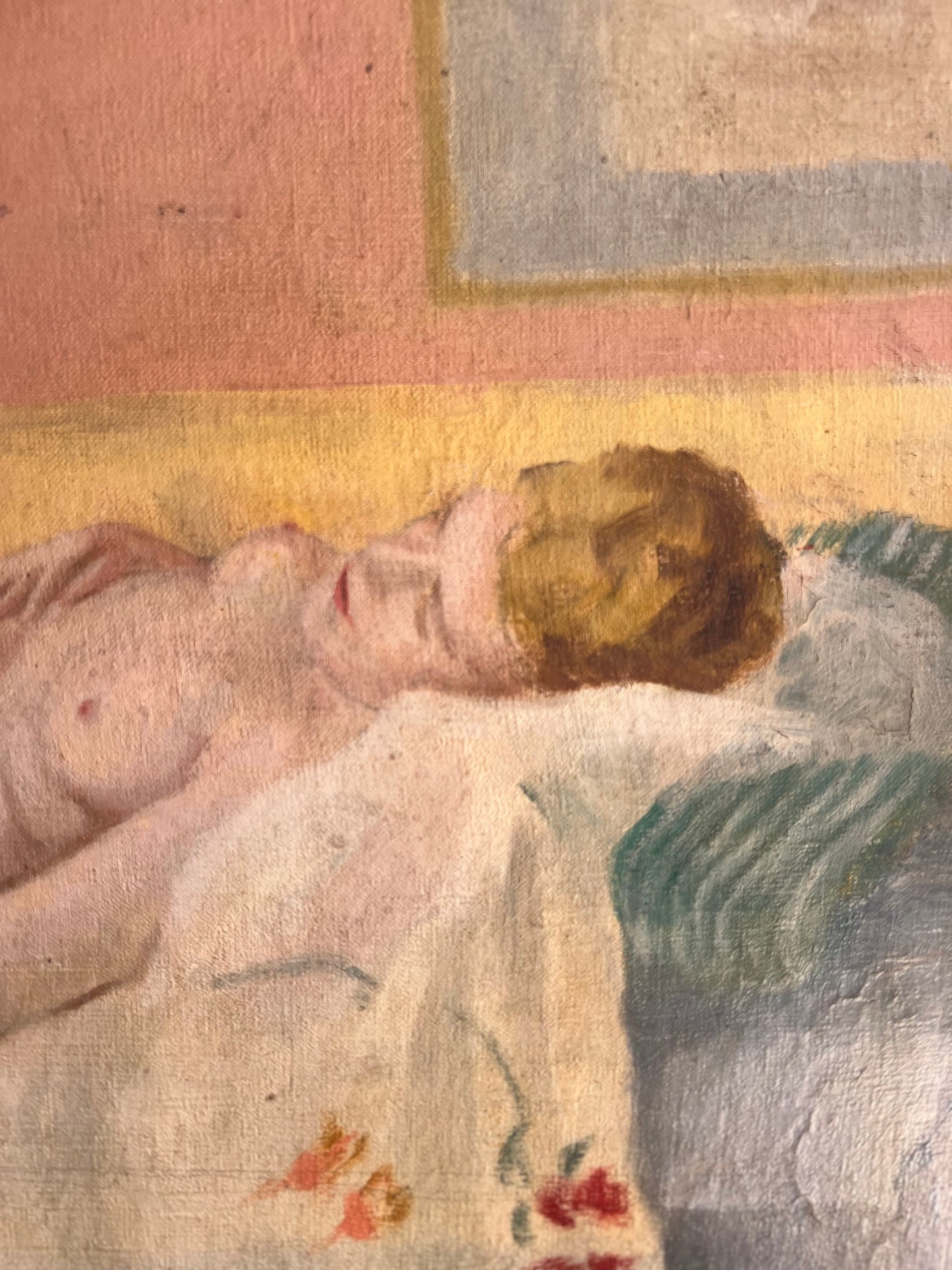 British oil on canvas nude painting