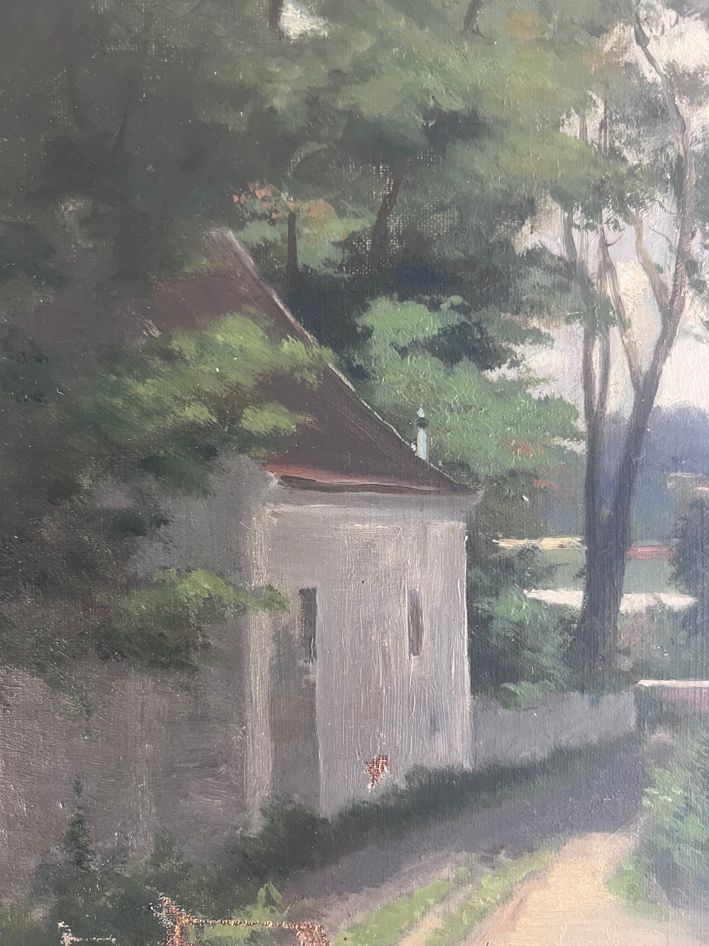 French 19th Century oil on canvas painting of a Provence village