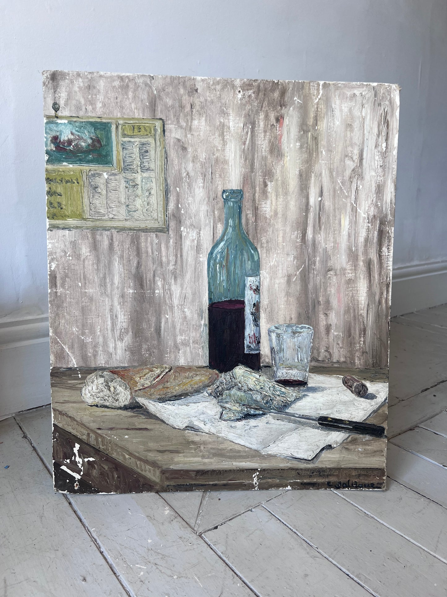 Vintage French Still Life Oil Painting perfect Kitchen Picture