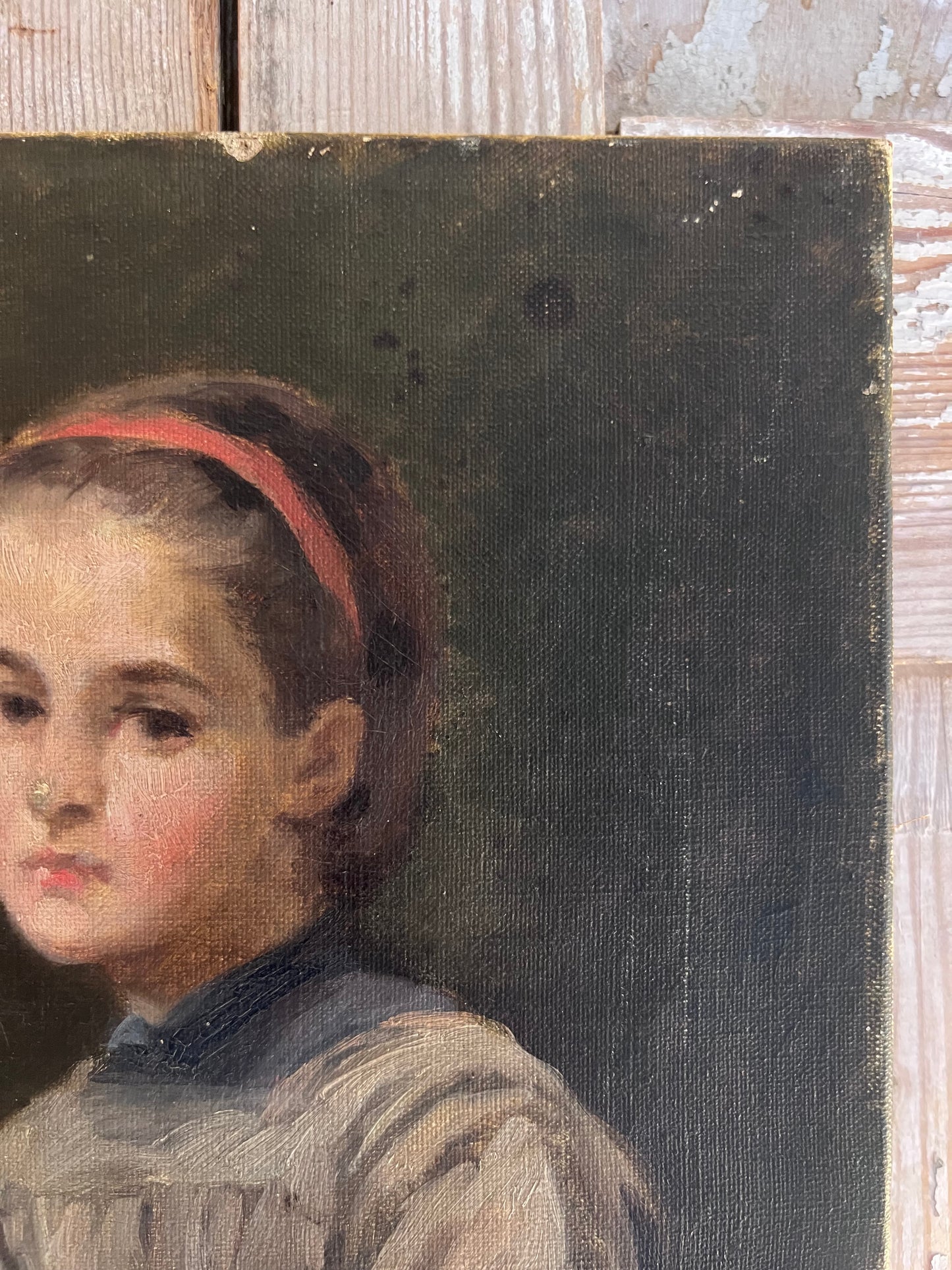 French 19th Century Portrait of a Girl Oil Painting