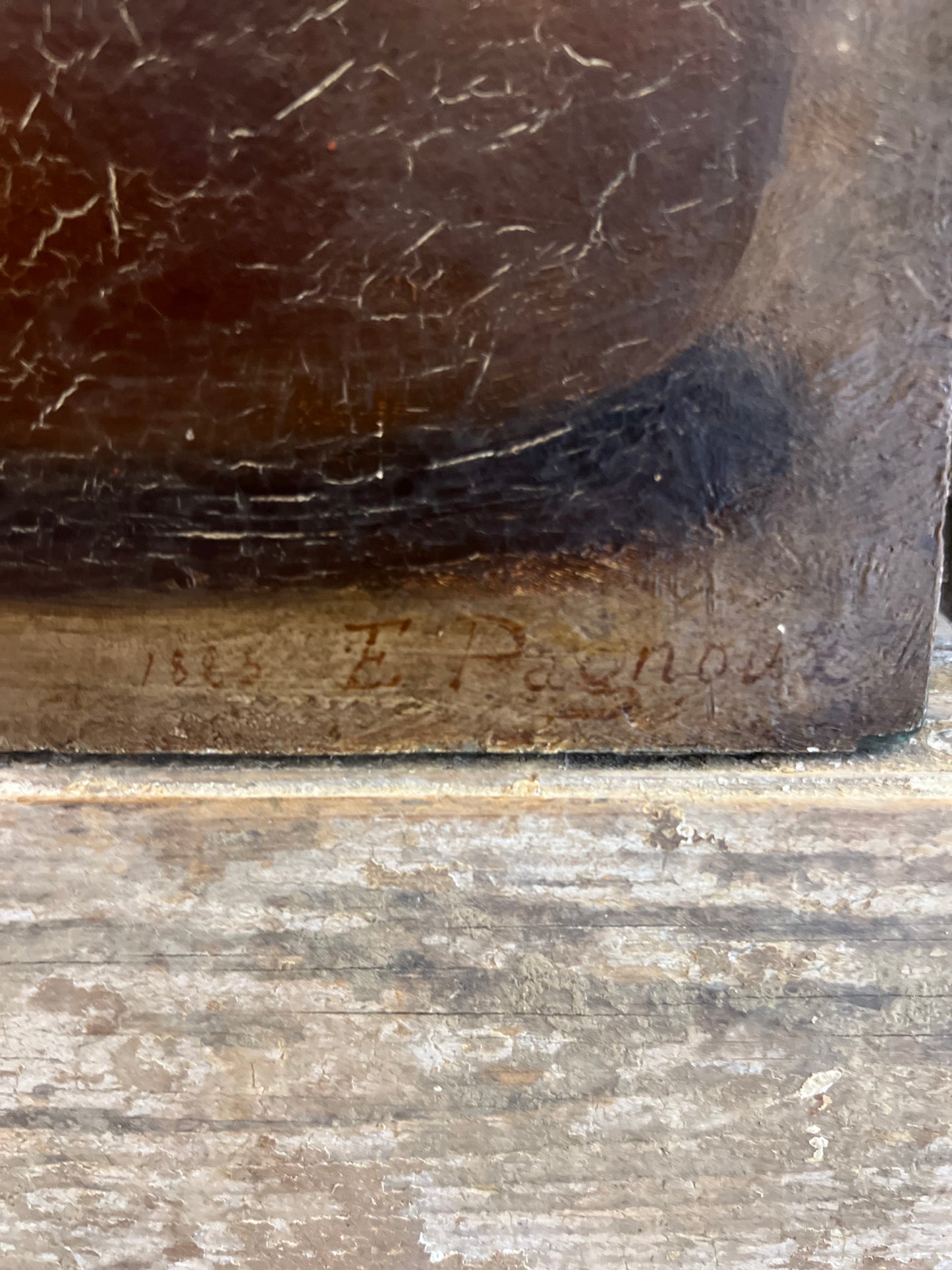 Rustic French 19th Century Still Life Painting by E Pagnoix dated 1885