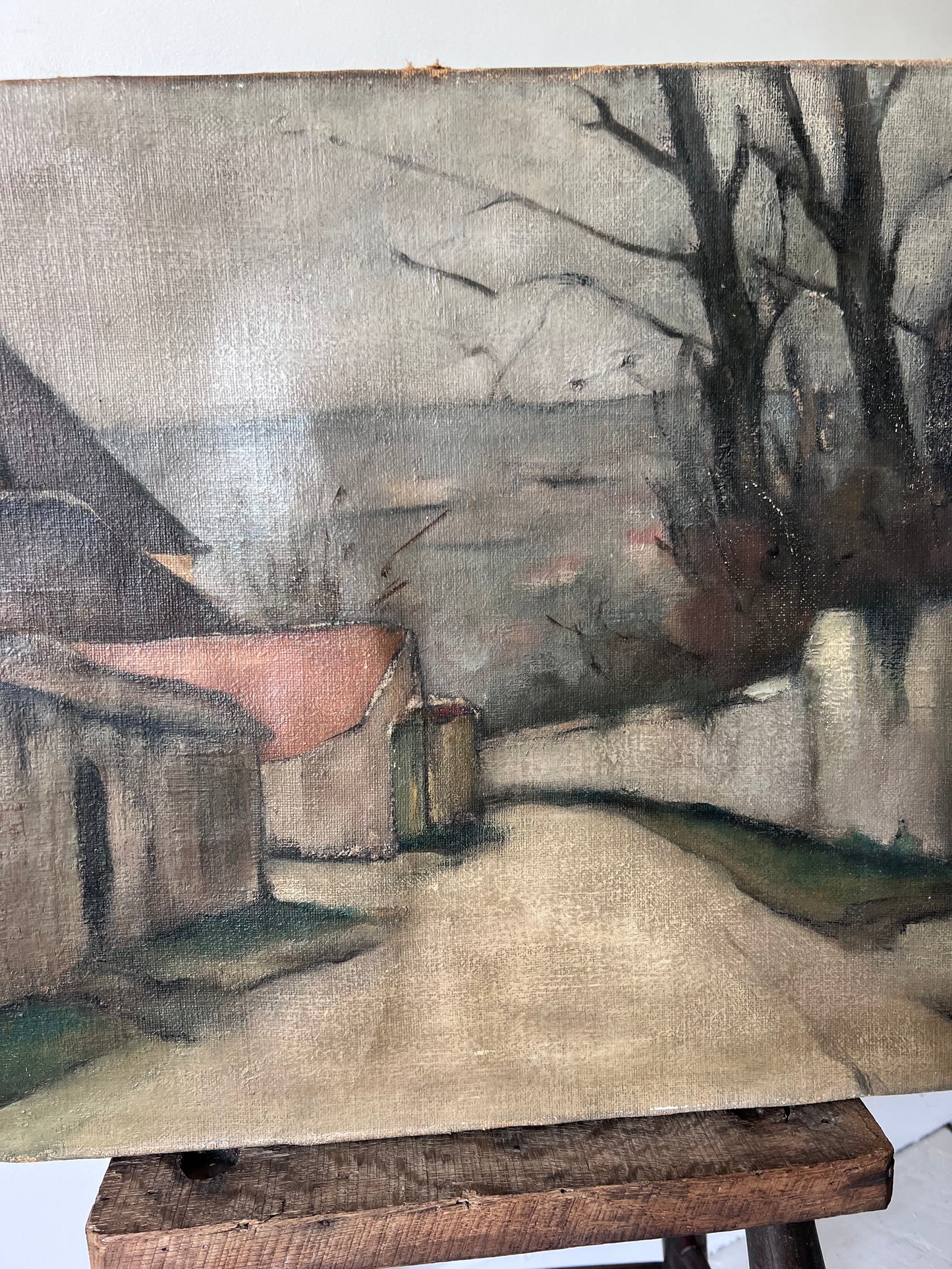 French 1920’s Large Oil on Canvas Painting