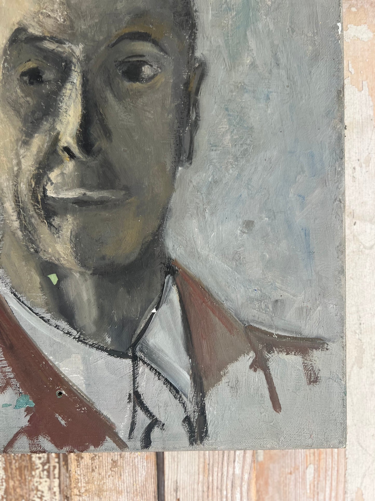 French male portrait oil on canvas painting C1940