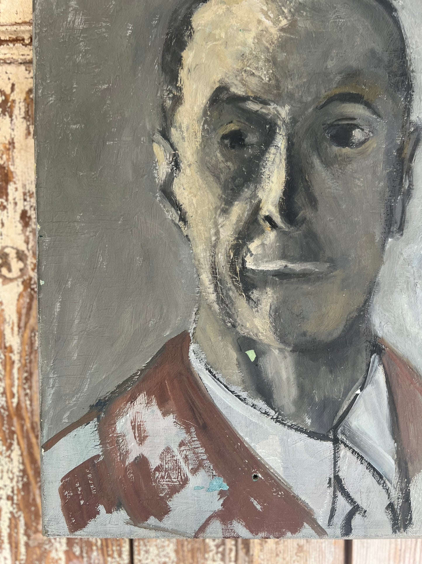 French male portrait oil on canvas painting C1940