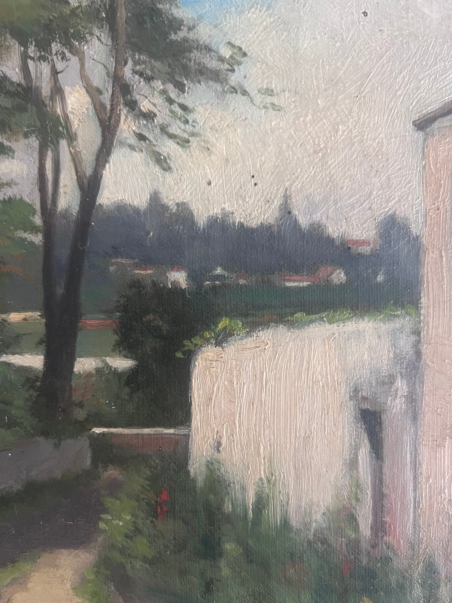 French 19th Century oil on canvas painting of a Provence village