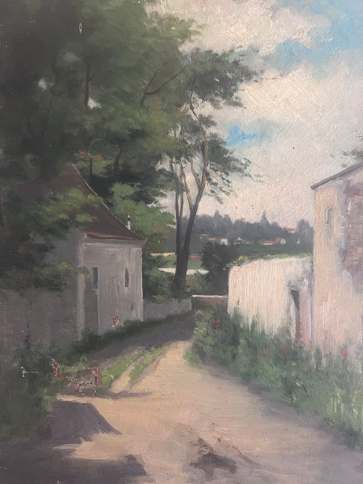 French 19th Century oil on canvas painting of a Provence village