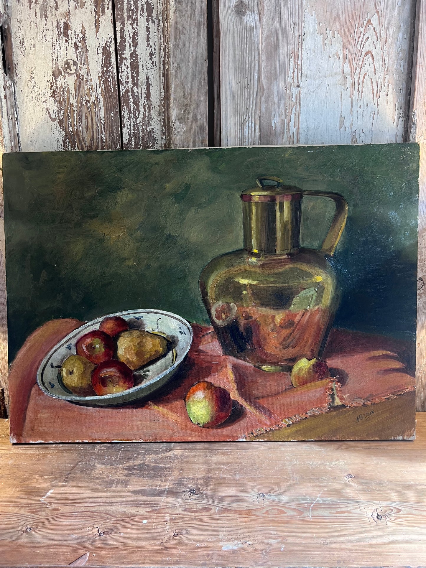Large French Oil on Canvas Still Life Painting