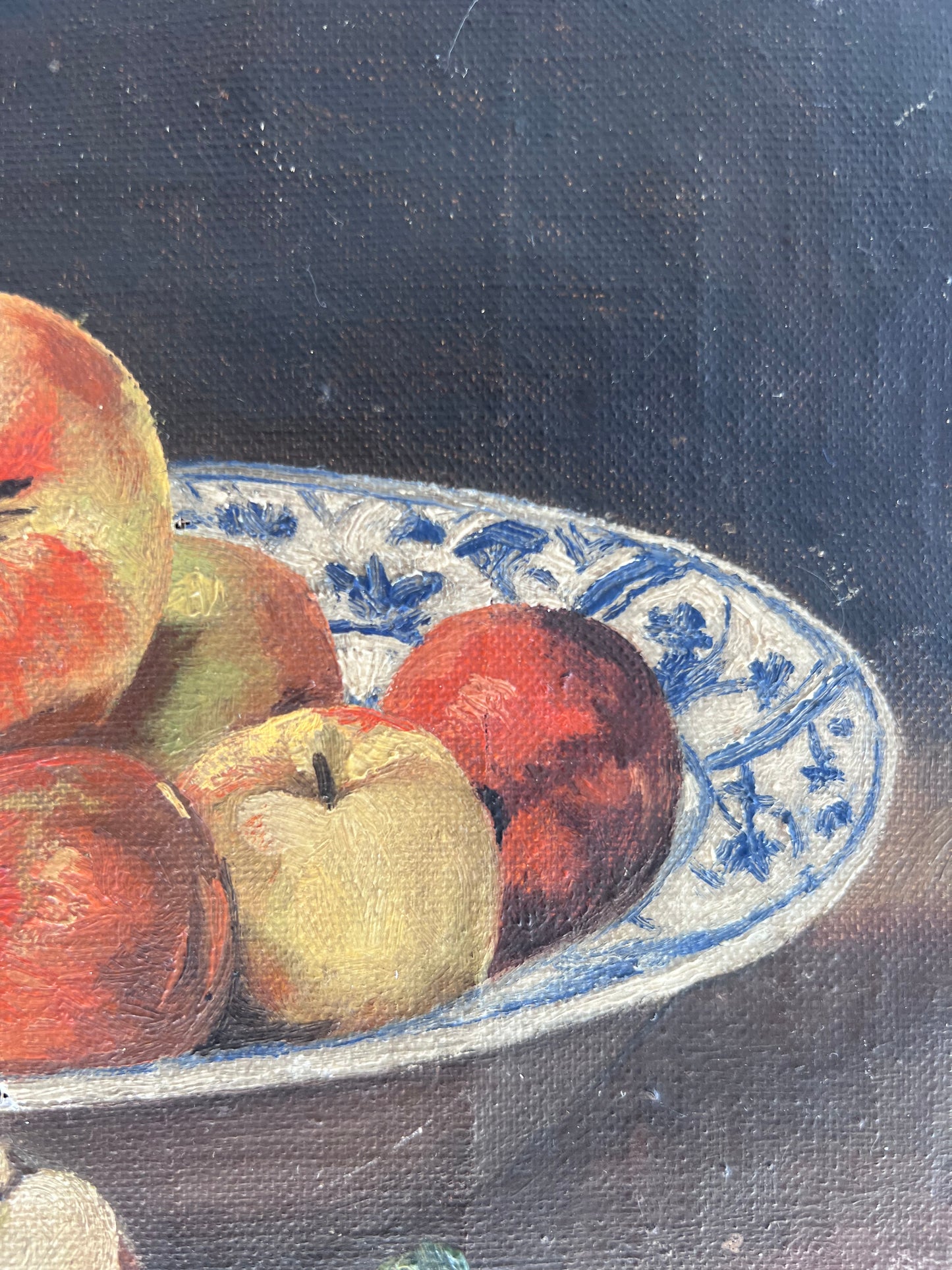 Small French Oil on Canvas Painting ‘Apples in Bowl’