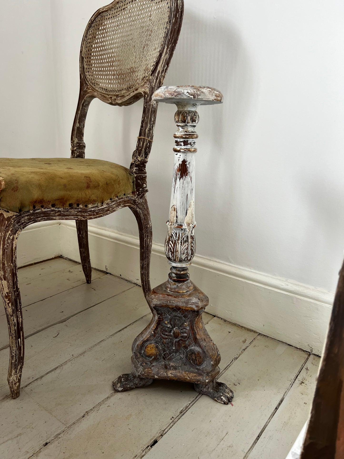 French Antique 19th Century wooden Candlestick