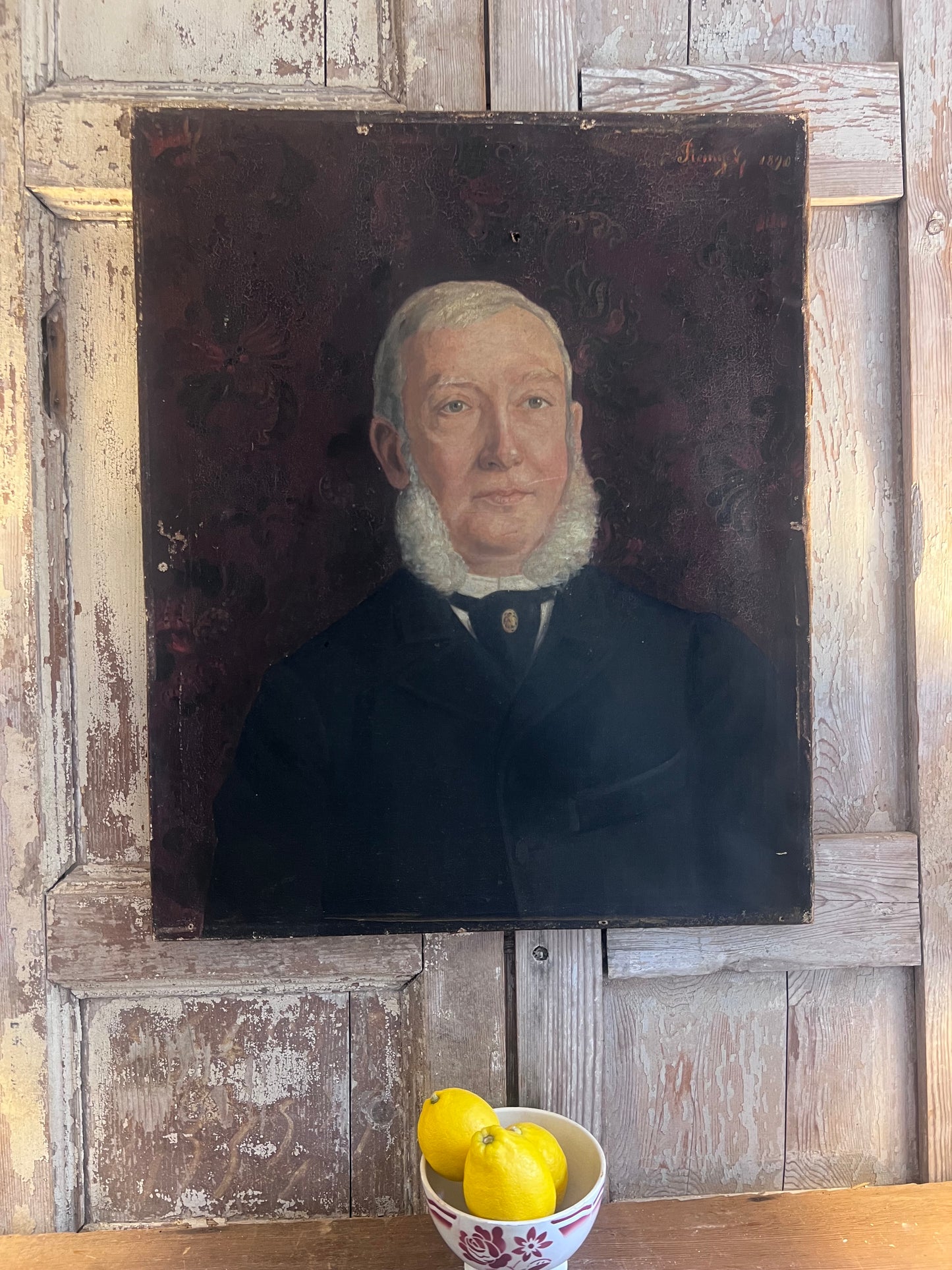 Large 19th Century Male Portrait oil on canvas painting