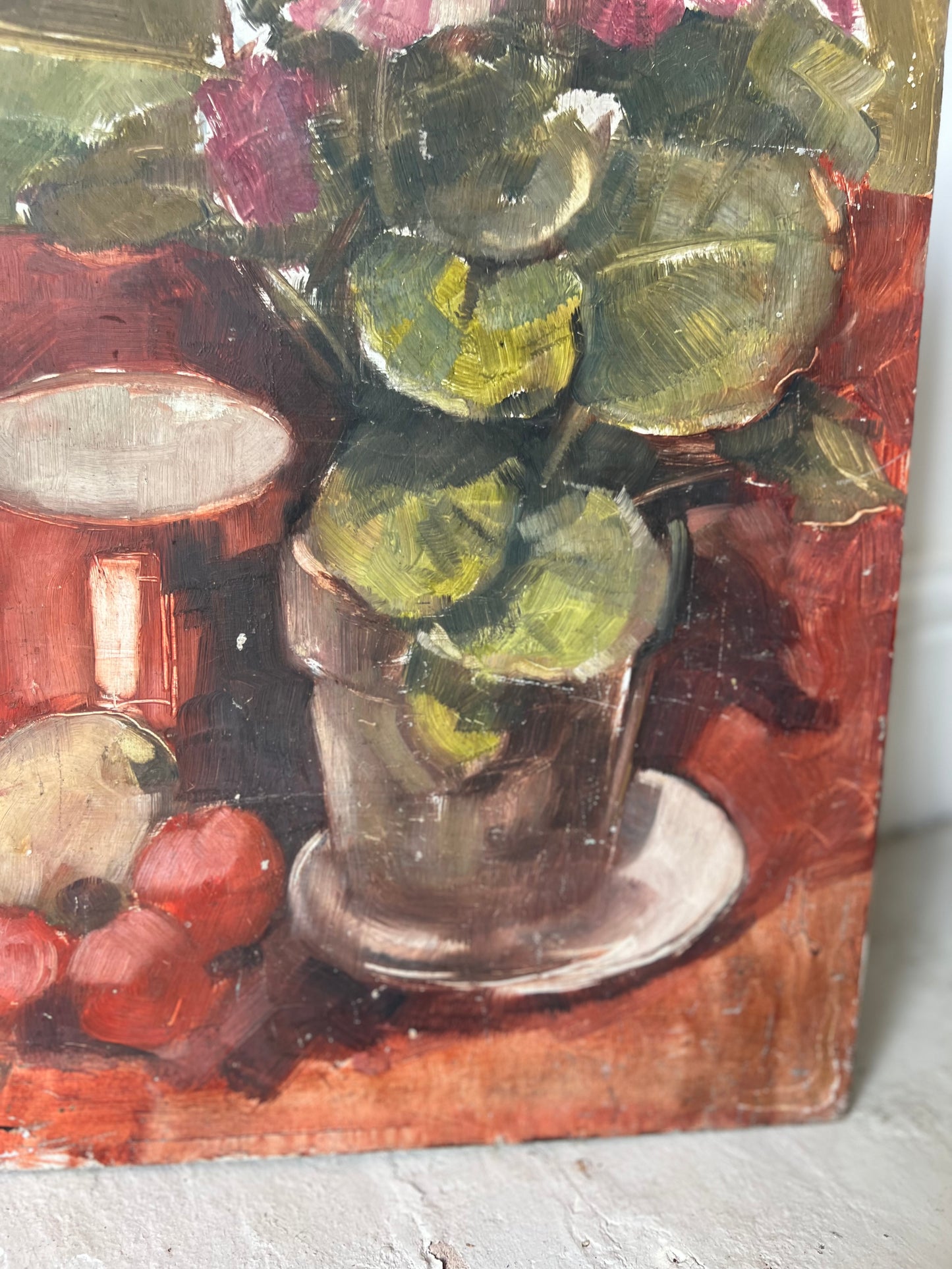 Fabulous Large Double Sided Oil on Board Painting Mid Century