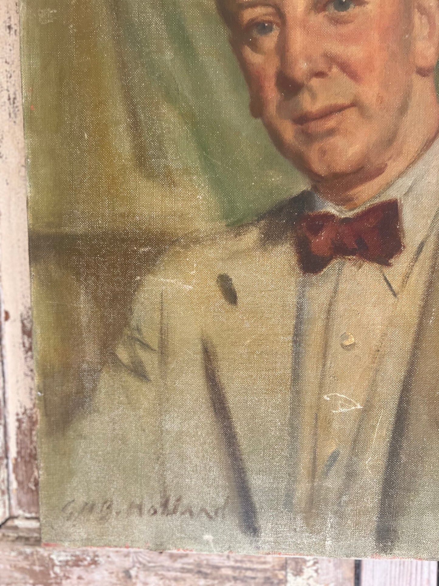 Large English Male Portrait oil on canvas painting