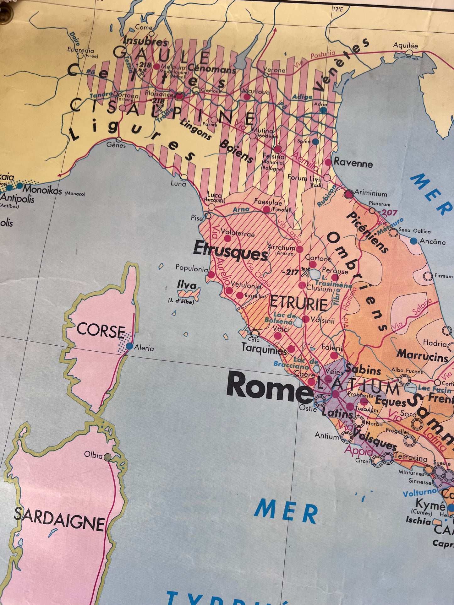 Large French Map of Ancient Roman Empire Double sided!