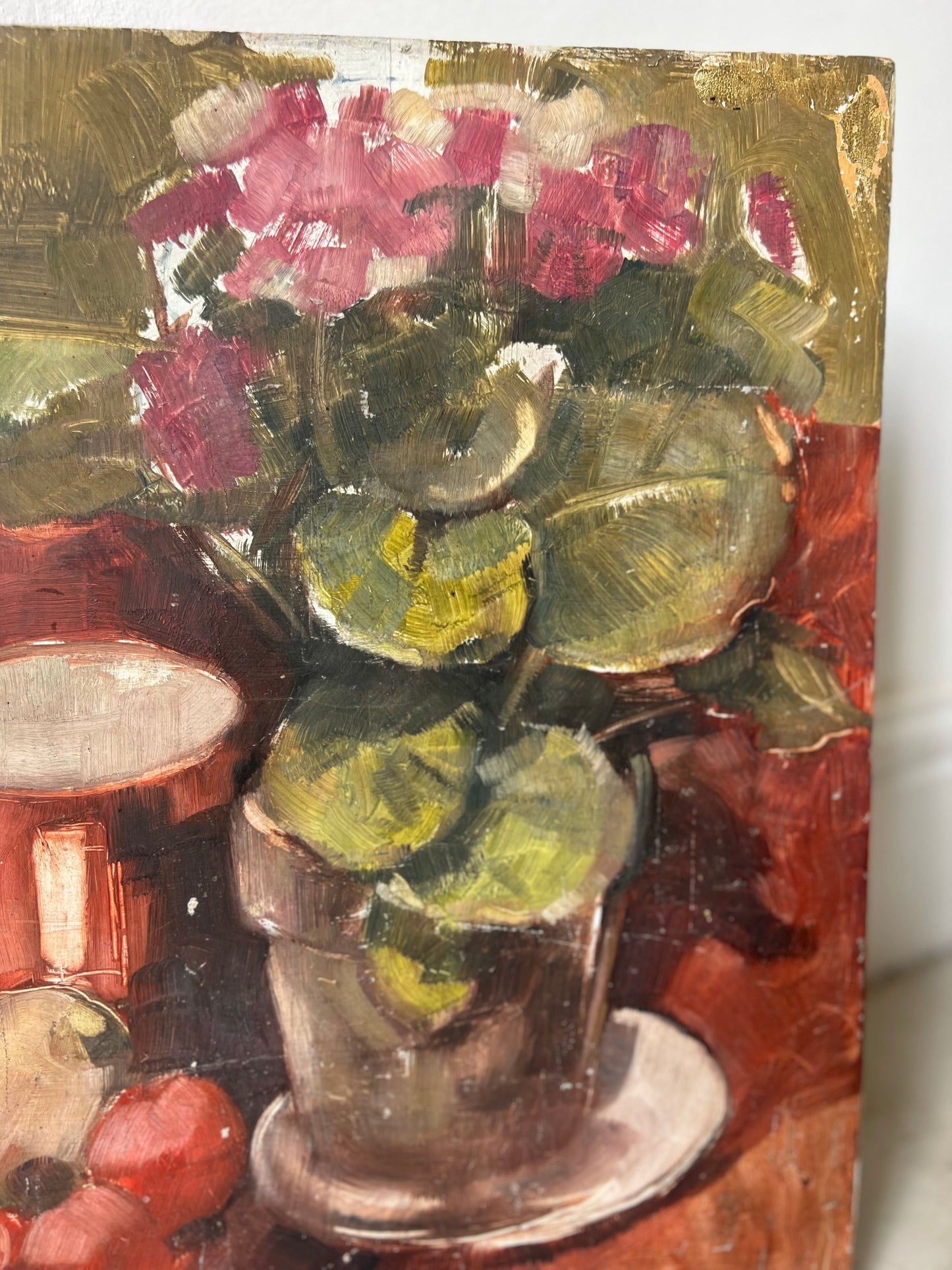 Fabulous Large Double Sided Oil on Board Painting Mid Century
