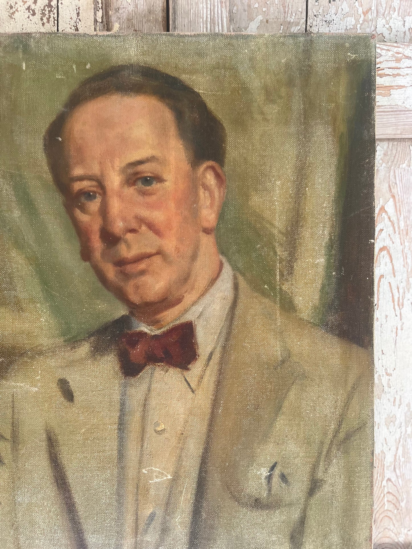 Large English Male Portrait oil on canvas painting