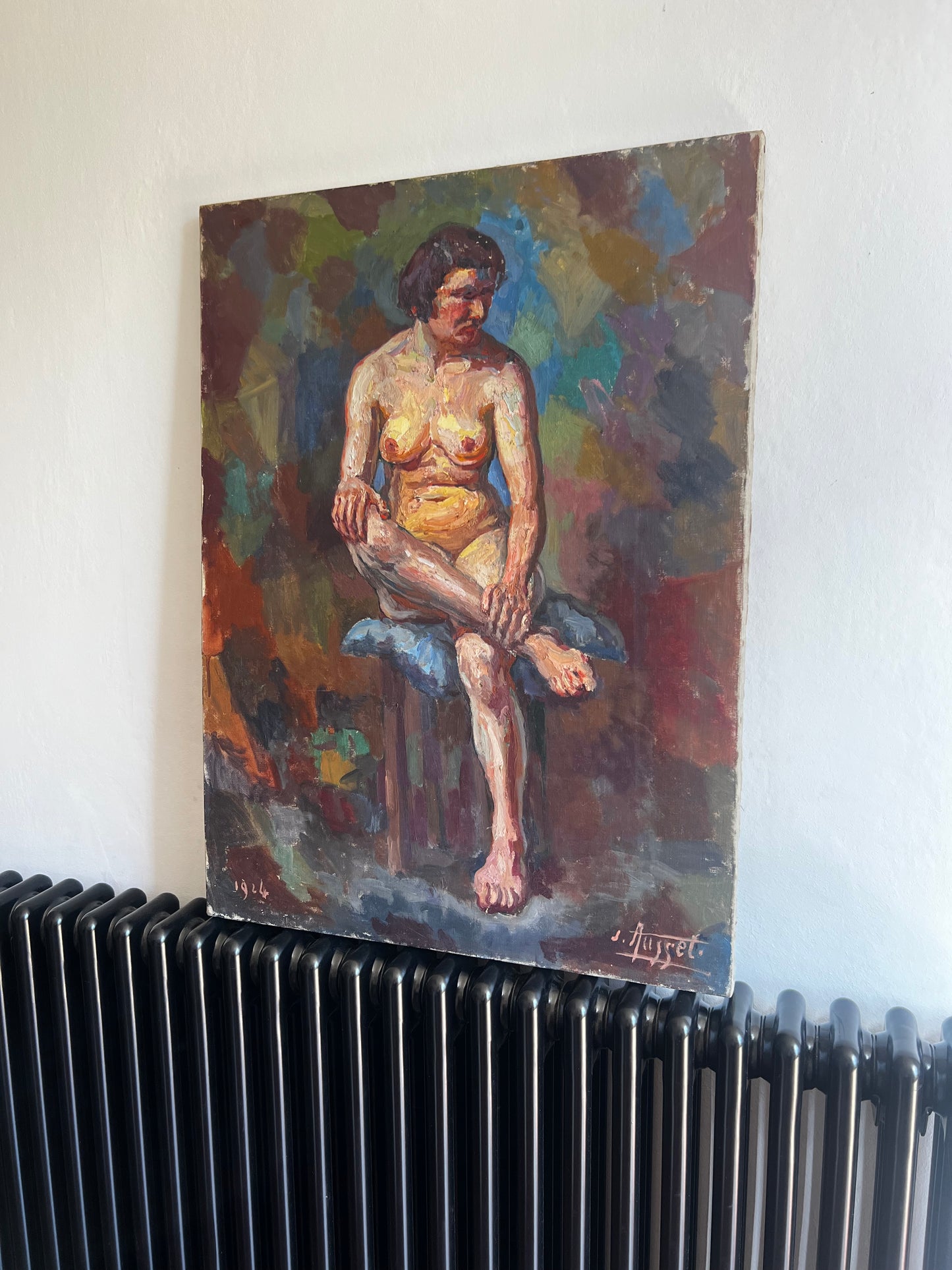 Fabulous French Nude by Jules Ausset 1868-1955 Oil on Canvas Painting