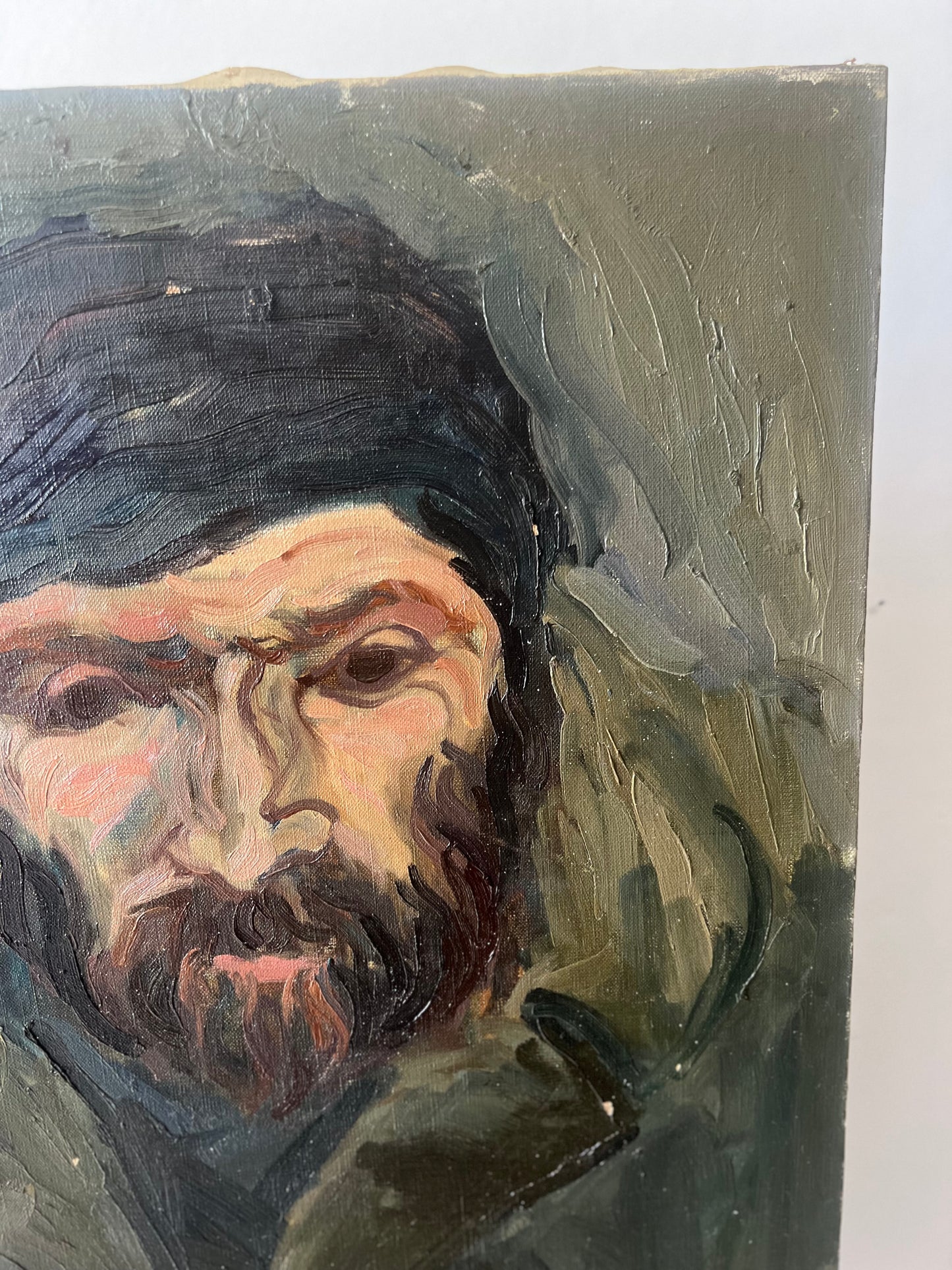 Dark Belgian Oil on Canvas Portrait Painting signed & dated