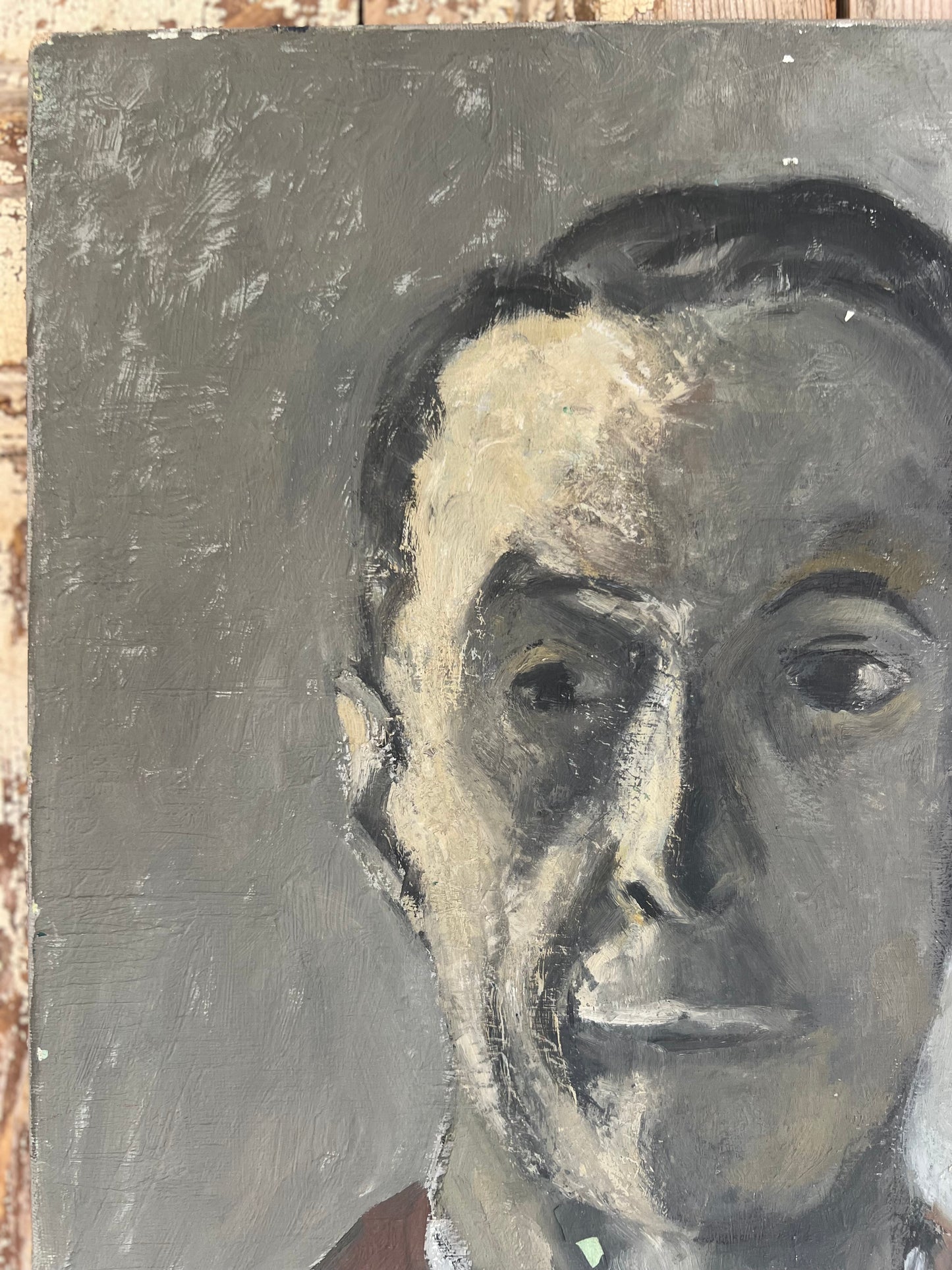 French male portrait oil on canvas painting C1940