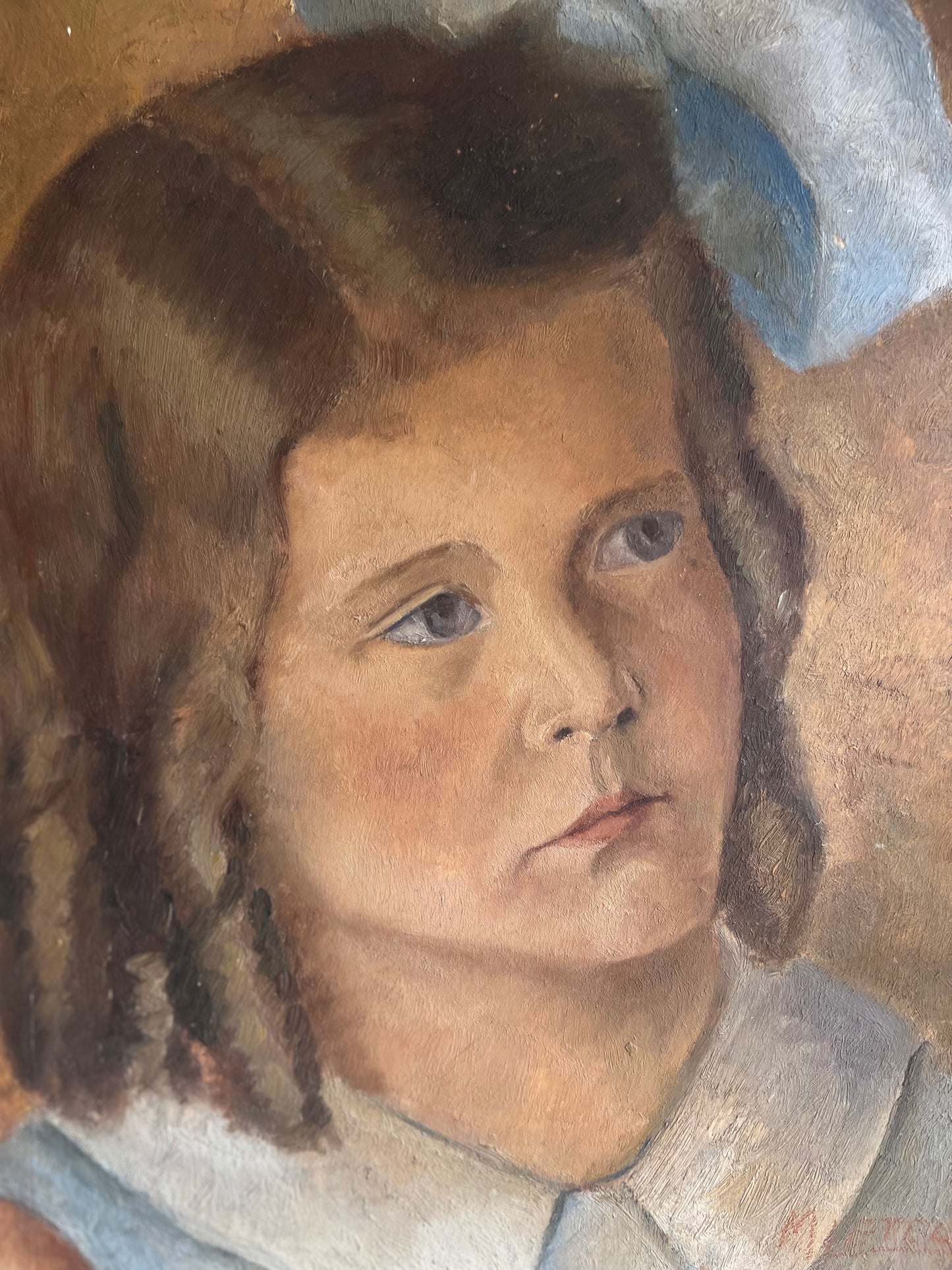 French Double Sided Portrait Oil Painting dated 1934