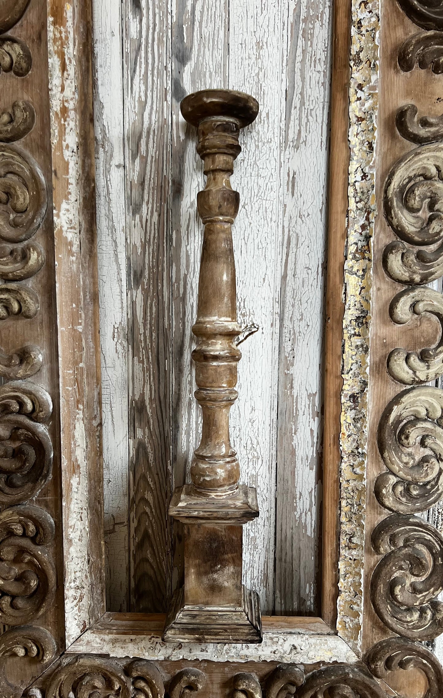 A Very Large Wooden Candlestick