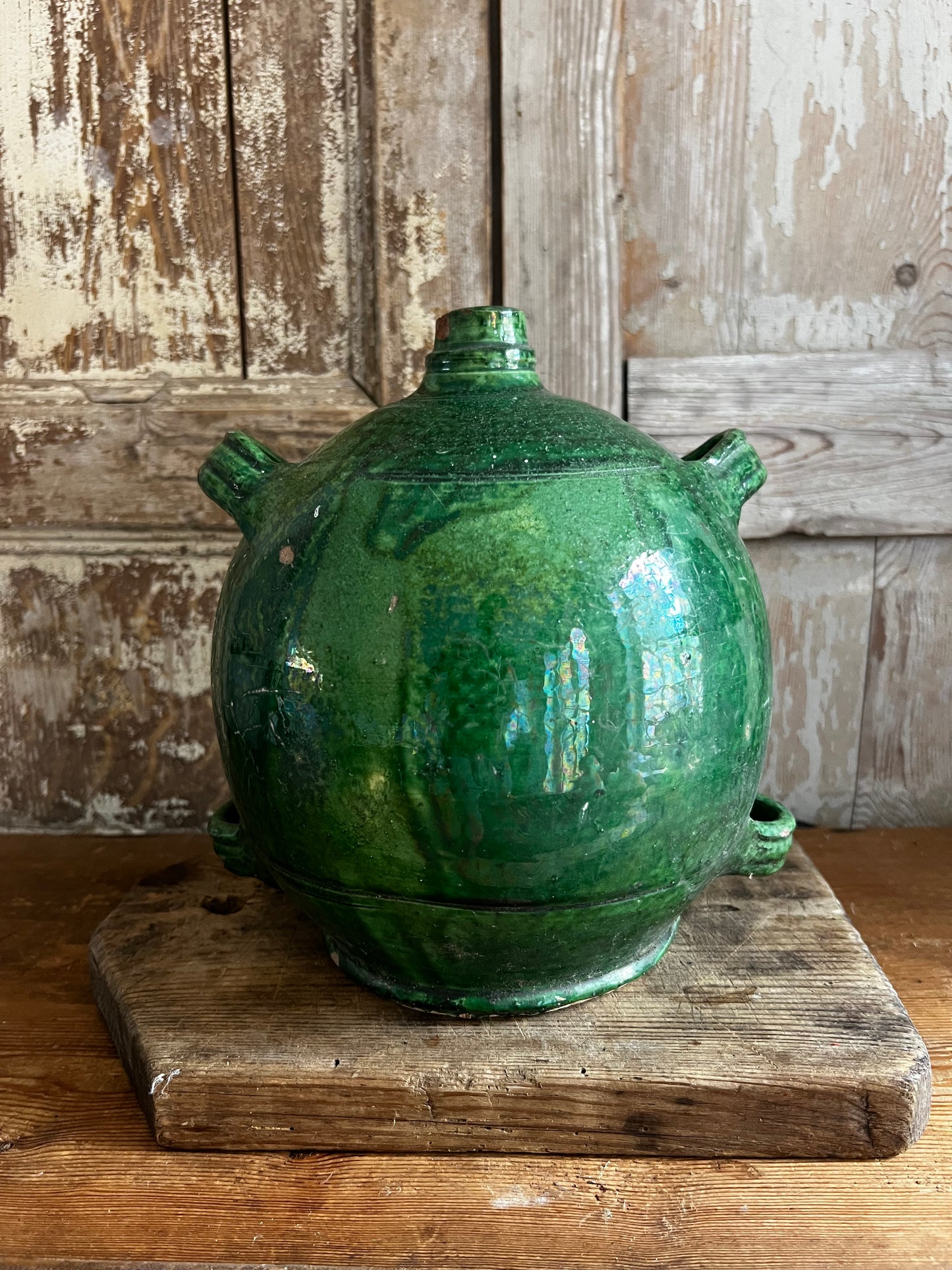 Rare French 19th Century Green Conscience Pot