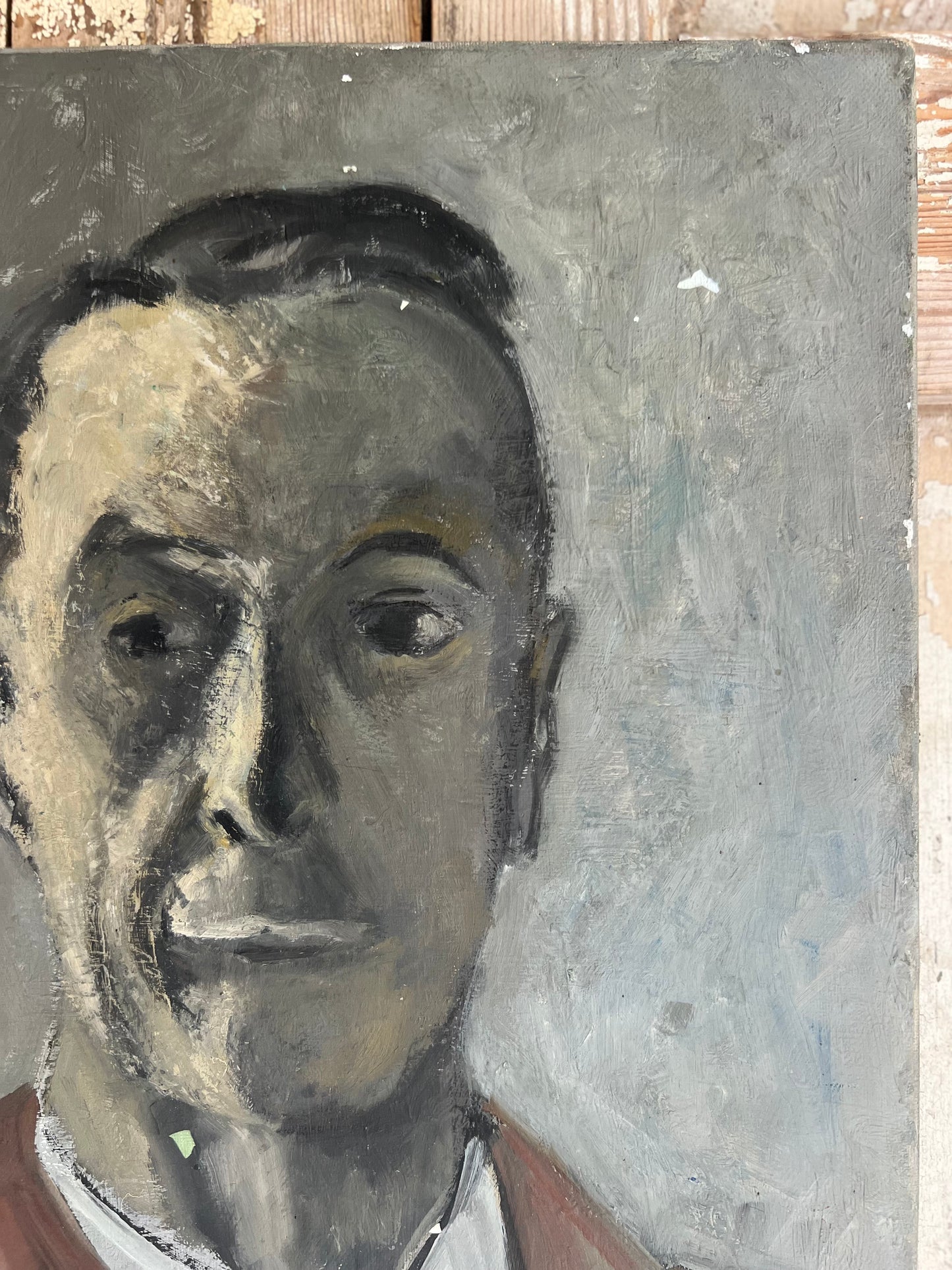 French male portrait oil on canvas painting C1940