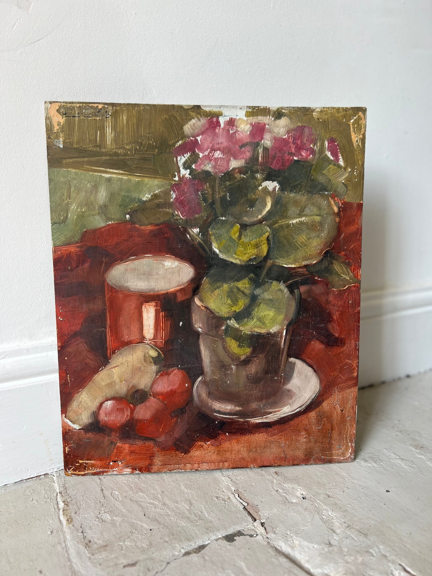 Fabulous Large Double Sided Oil on Board Painting Mid Century
