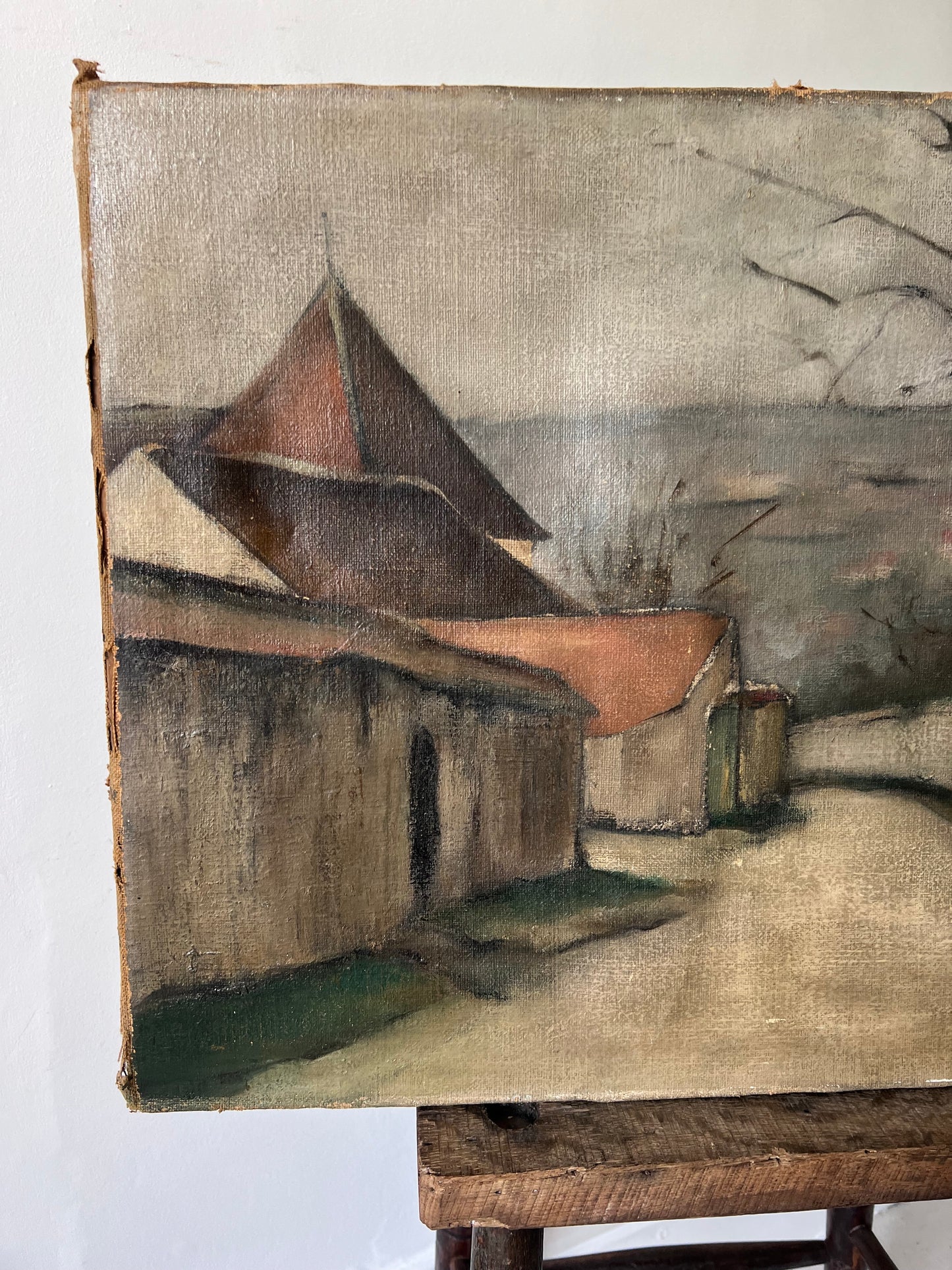 French 1920’s Large Oil on Canvas Painting