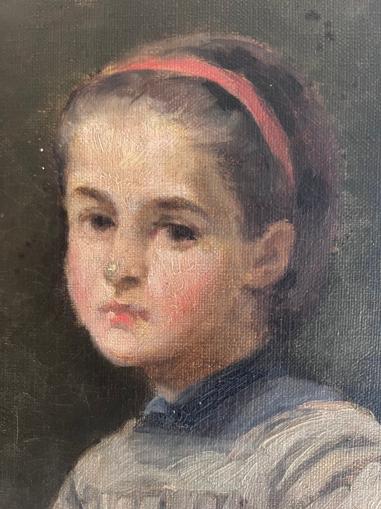 French 19th Century Portrait of a Girl Oil Painting