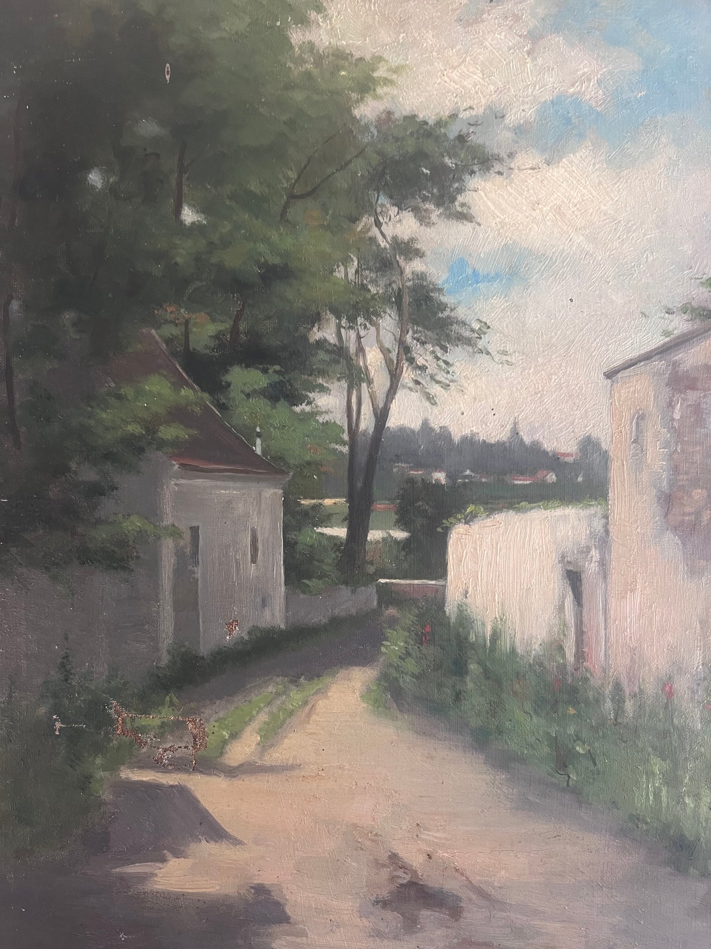 French 19th Century oil on canvas painting of a Provence village