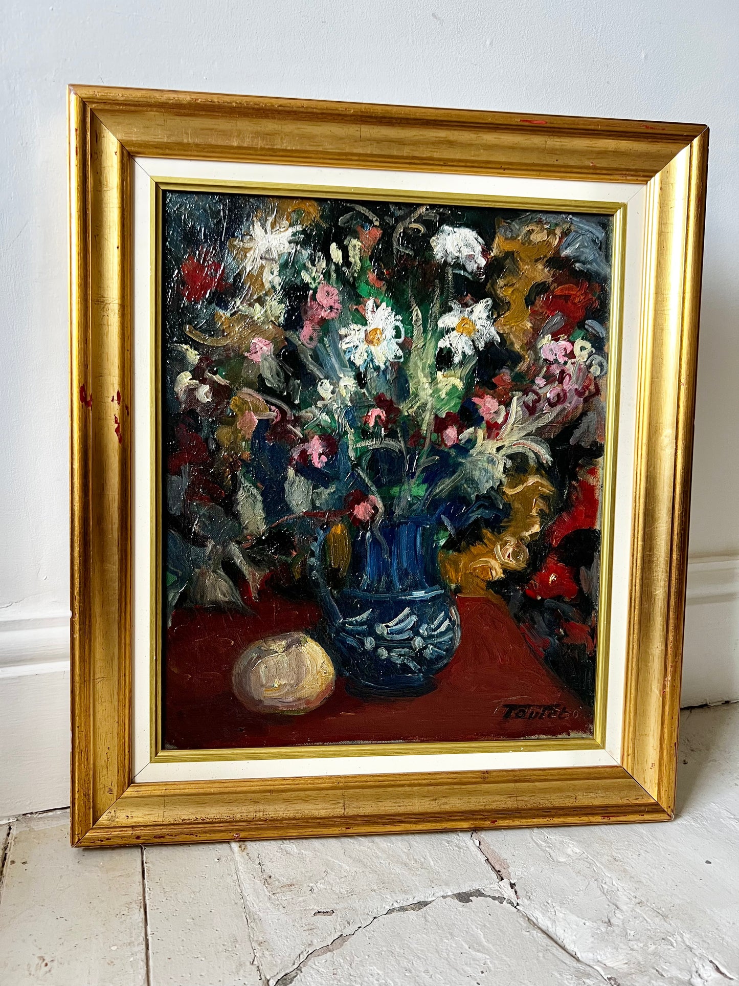 Fabulous French 1930’s Floral Oil Painting on Canvas